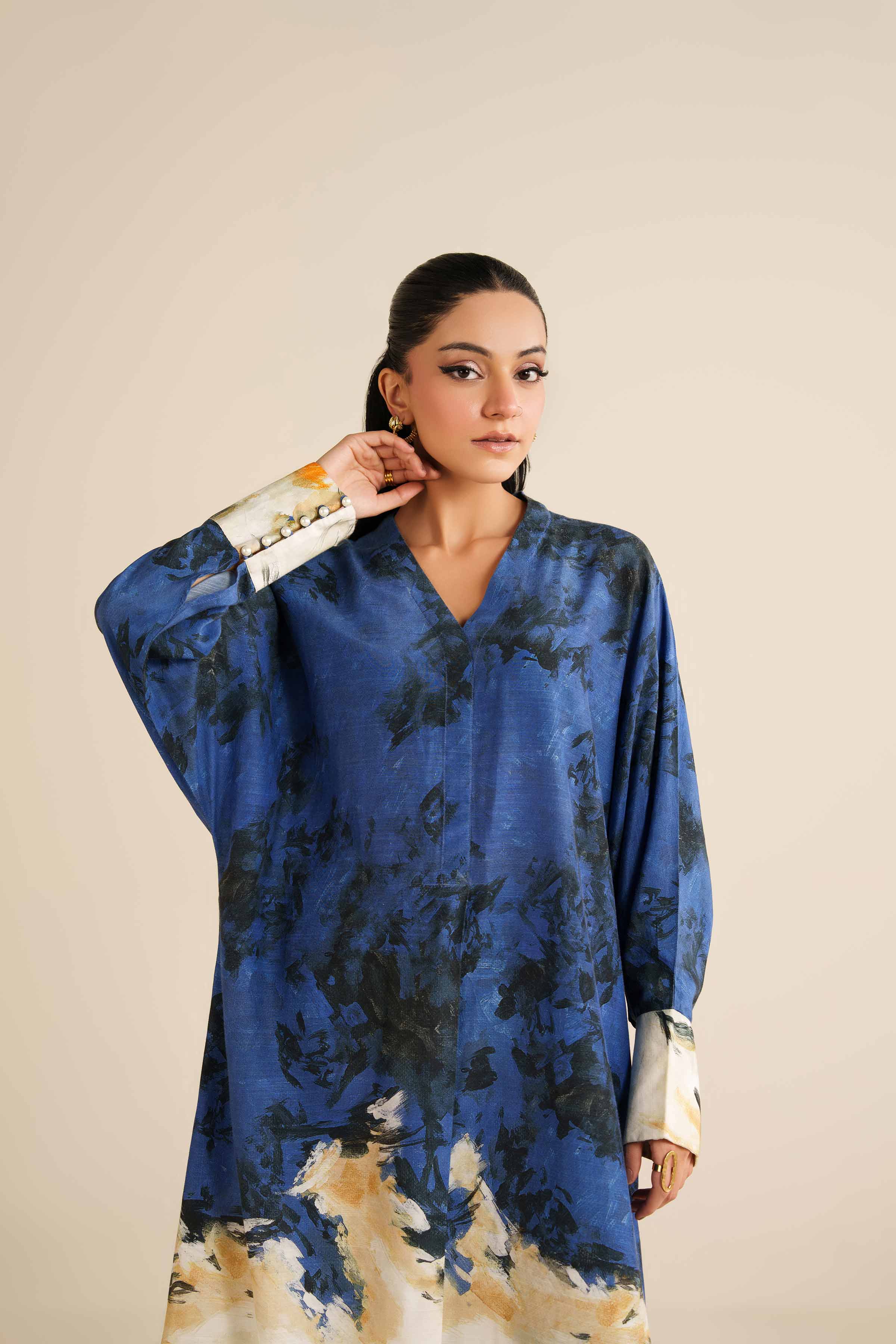 Printed Dress - FW25-41 READY TO WEAR Blue Silk 1PC Printed