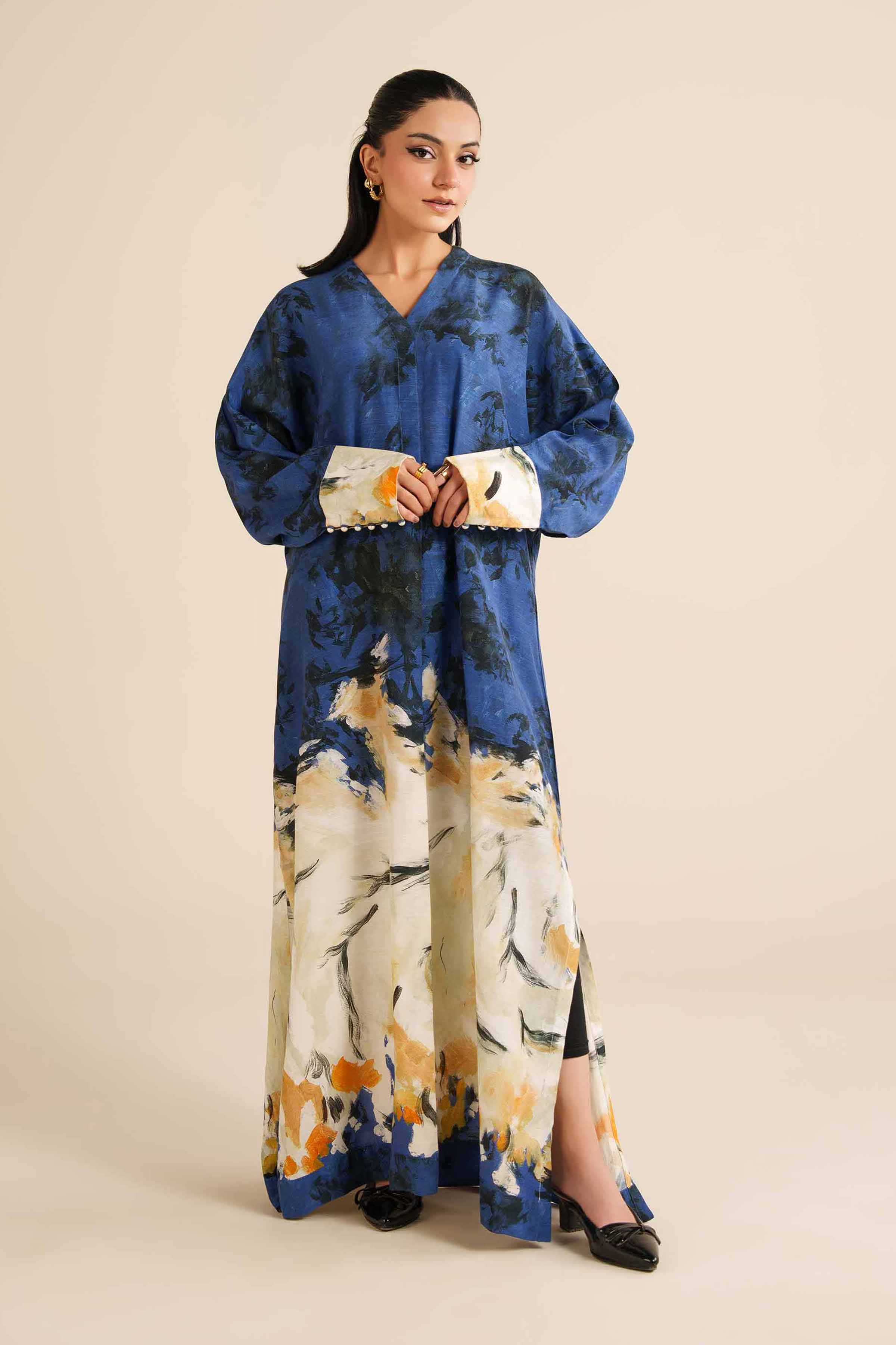 Printed Dress - FW25-41 READY TO WEAR Blue Silk 1PC Printed