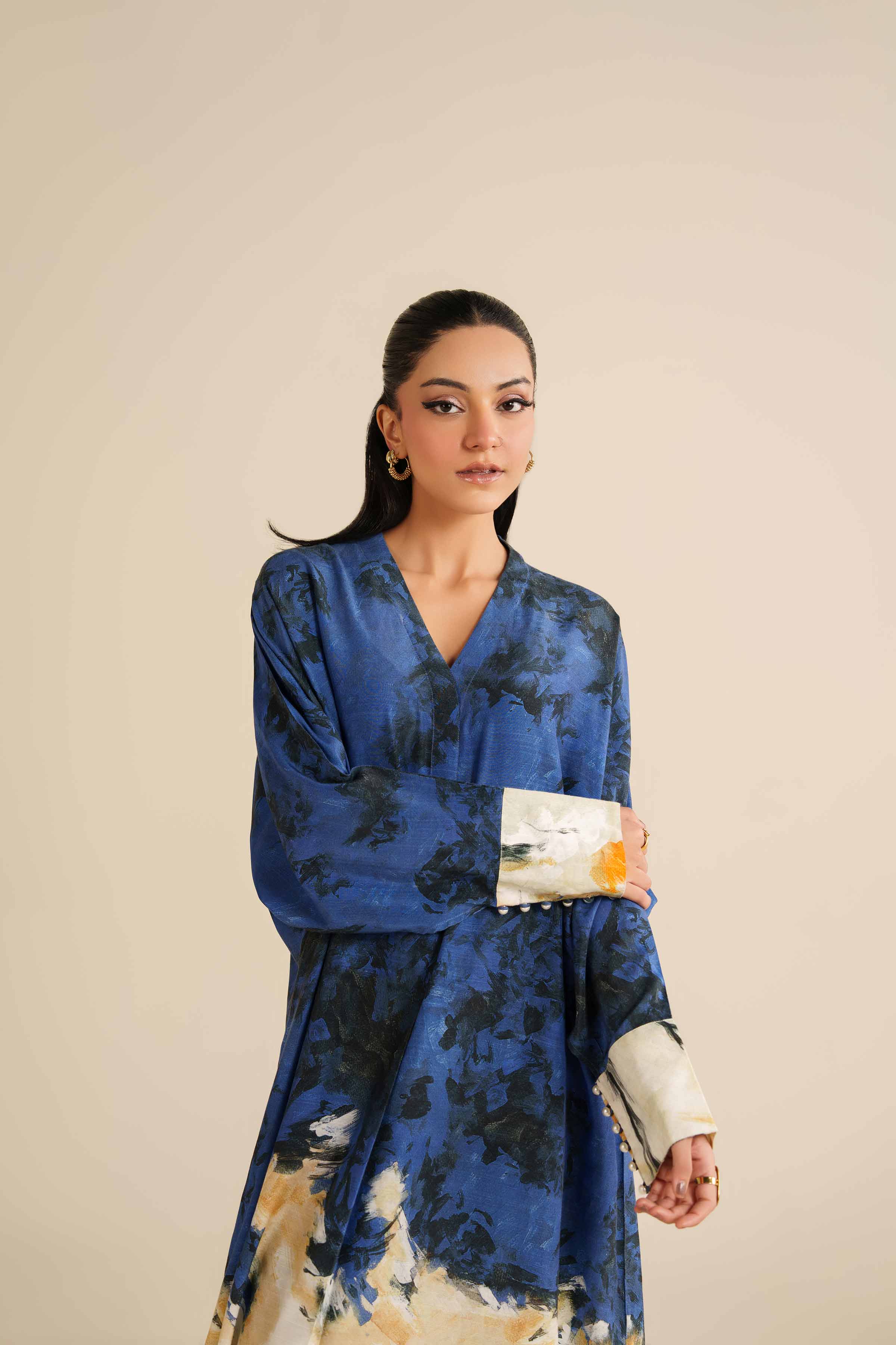 Printed Dress - FW25-41 READY TO WEAR Blue Silk 1PC Printed