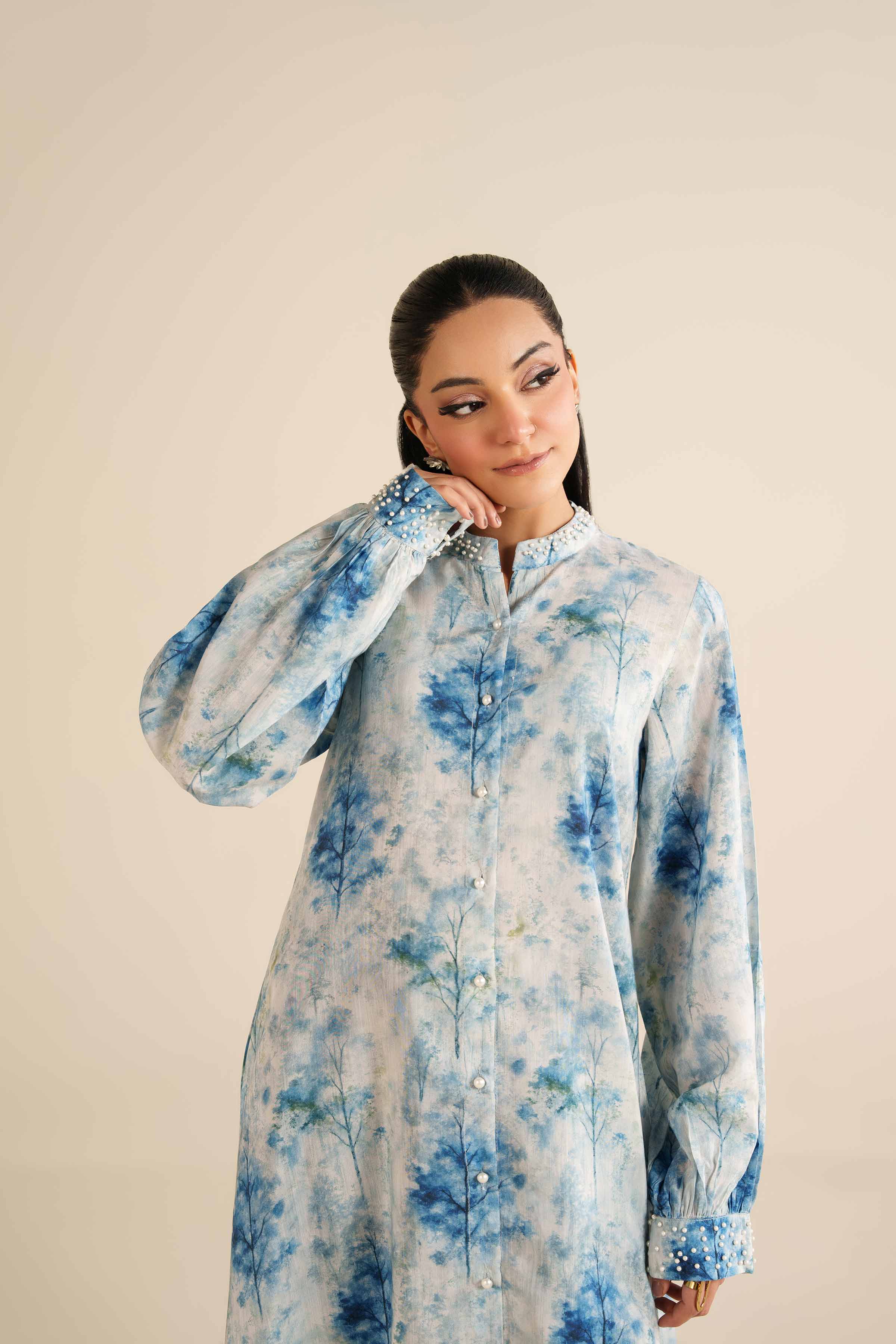 Printed Dress - FW25-43 READY TO WEAR Blue Silk 1PC Printed
