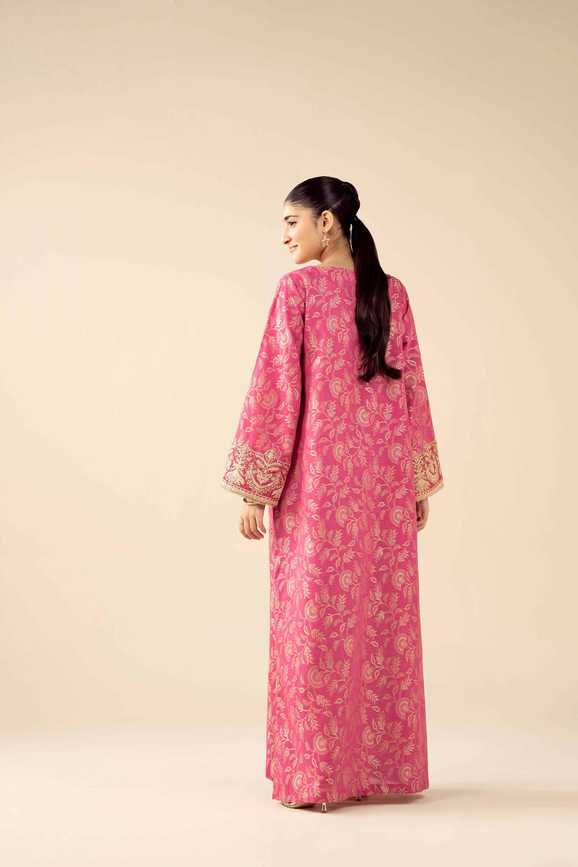 Embroidered Shirt - FW25-46 READY TO WEAR Pink Jacquard 1PC Embroidered