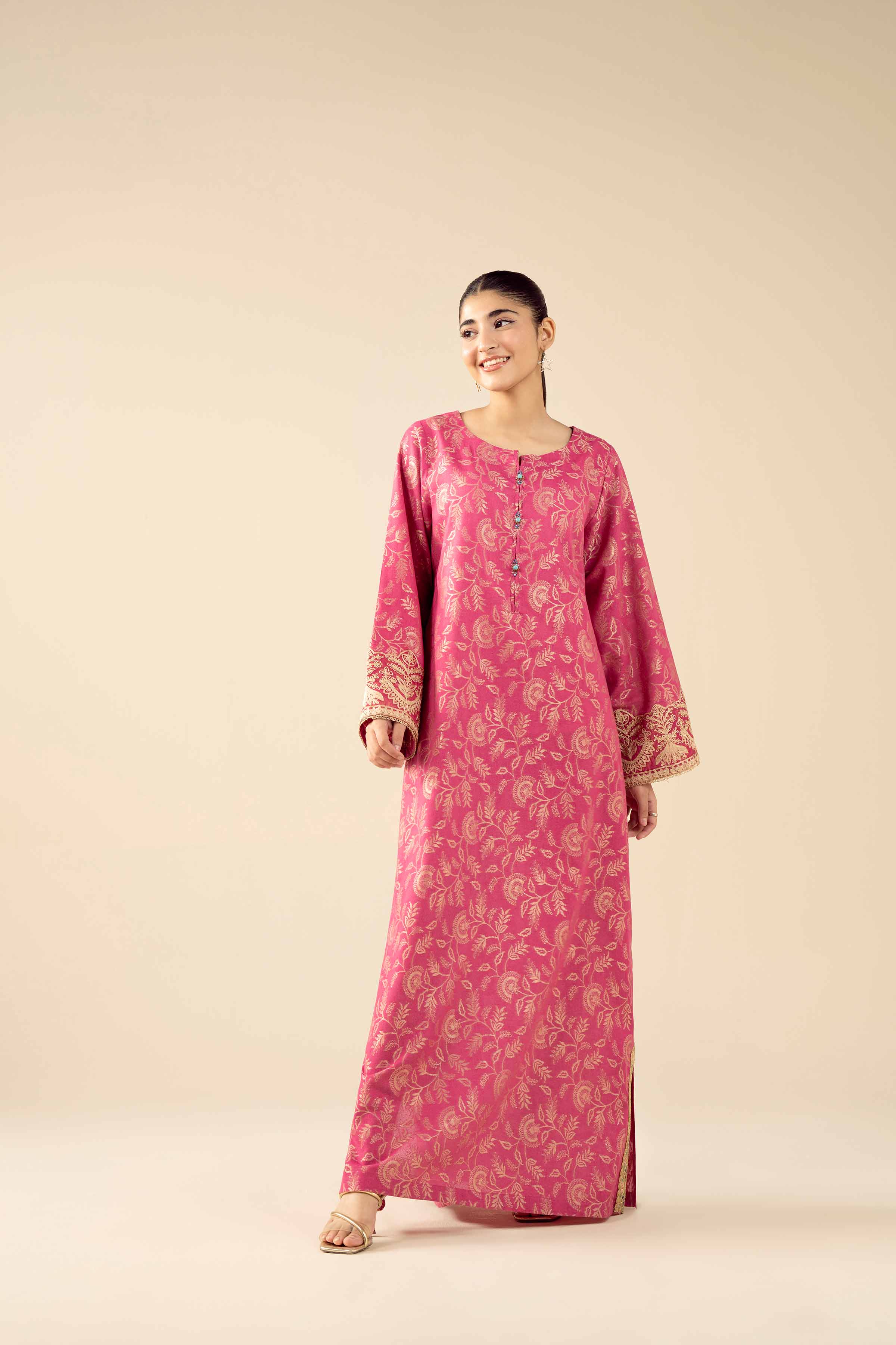 Embroidered Shirt - FW25-46 READY TO WEAR Pink Jacquard 1PC Embroidered