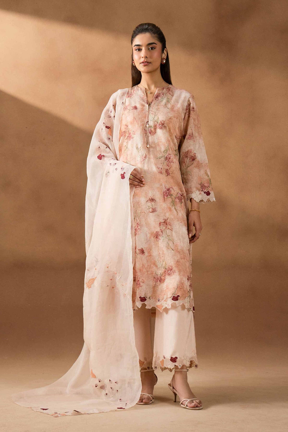 RAWAYAT - KBS26-05 Beige Silk 3 Pieces Embroidered Nishat Australia