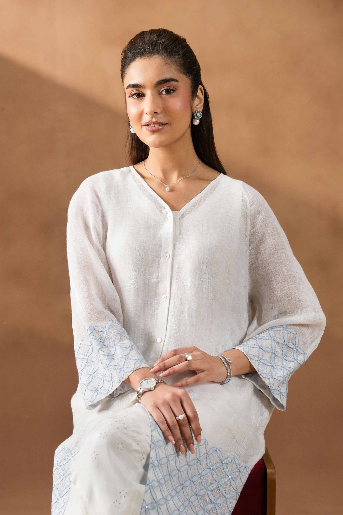 DEEVA - KBS26-122 White Linen 1 Piece Embroidered Nishat Australia