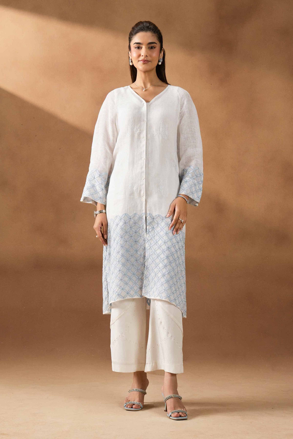DEEVA - KBS26-122 White Linen 1 Piece Embroidered Nishat Australia