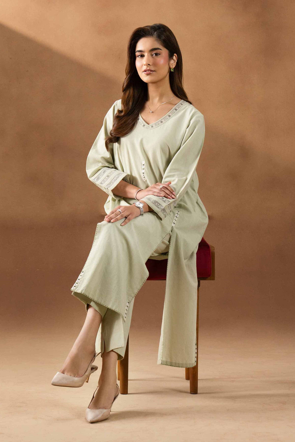 RAWAYAT - KBS26-15 Green Yarn Dyed 2 Pieces Embroidered Nishat Australia