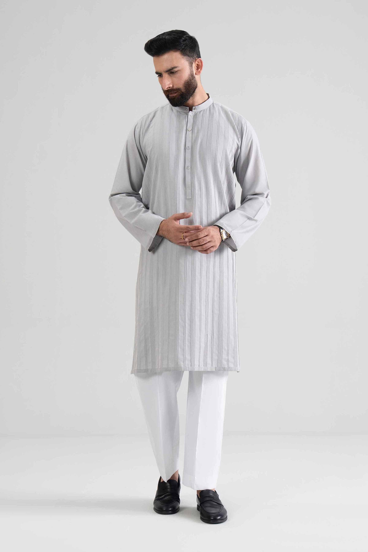 Embroidered Kurta - KBS26-16 Grey Cotton 1 Piece Embroidered Nishat Australia