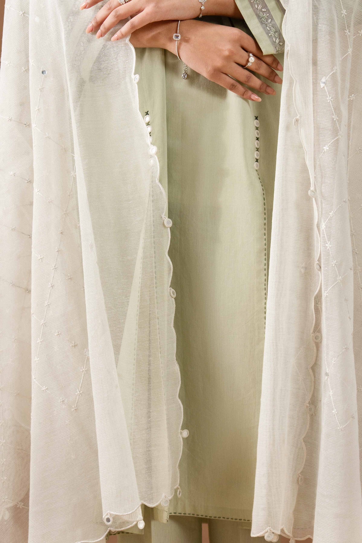 ZAR - KBS26-22 Off White Net 1 Piece Embroidered Nishat Australia