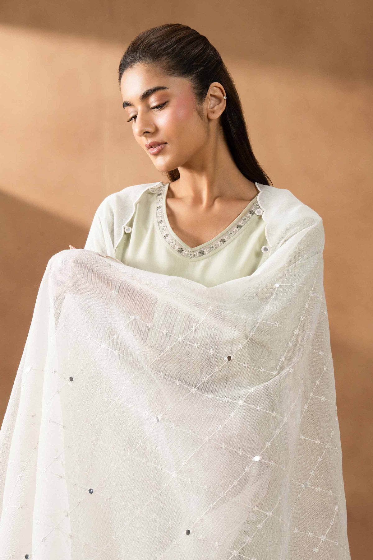 ZAR - KBS26-22 Off White Net 1 Piece Embroidered Nishat Australia