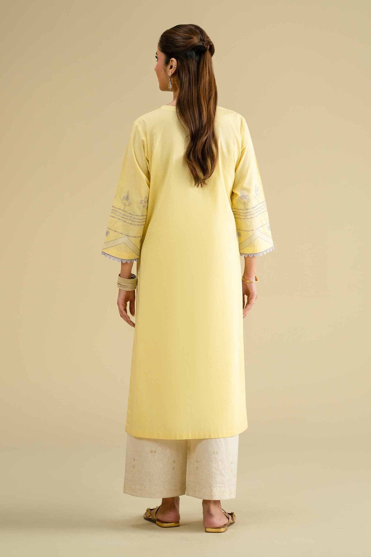 Embroidered Shirt - KFE26-01Yellow Cambric 1PC Embroidered Nishat Australia
