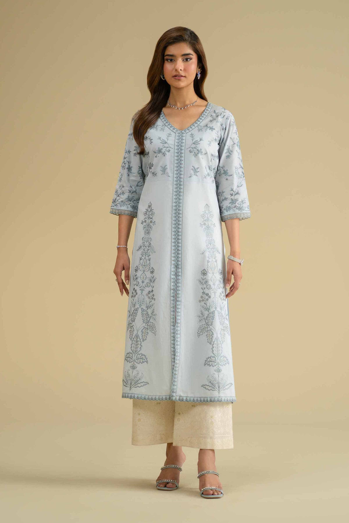 Embroidered Shirt - KFE26-08Blue Cambric 1PC Embroidered Nishat Australia