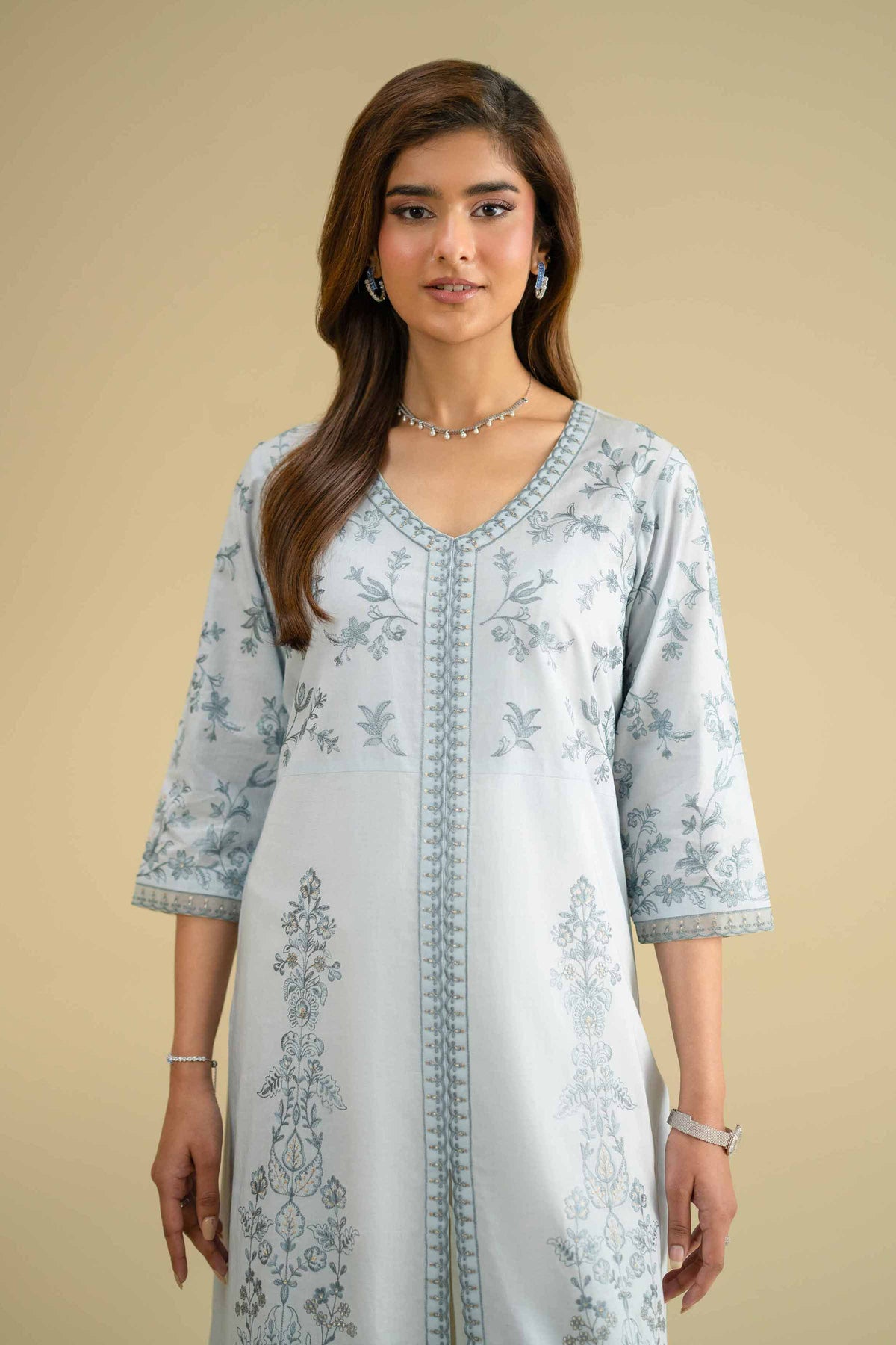 Embroidered Shirt - KFE26-08Blue Cambric 1PC Embroidered Nishat Australia