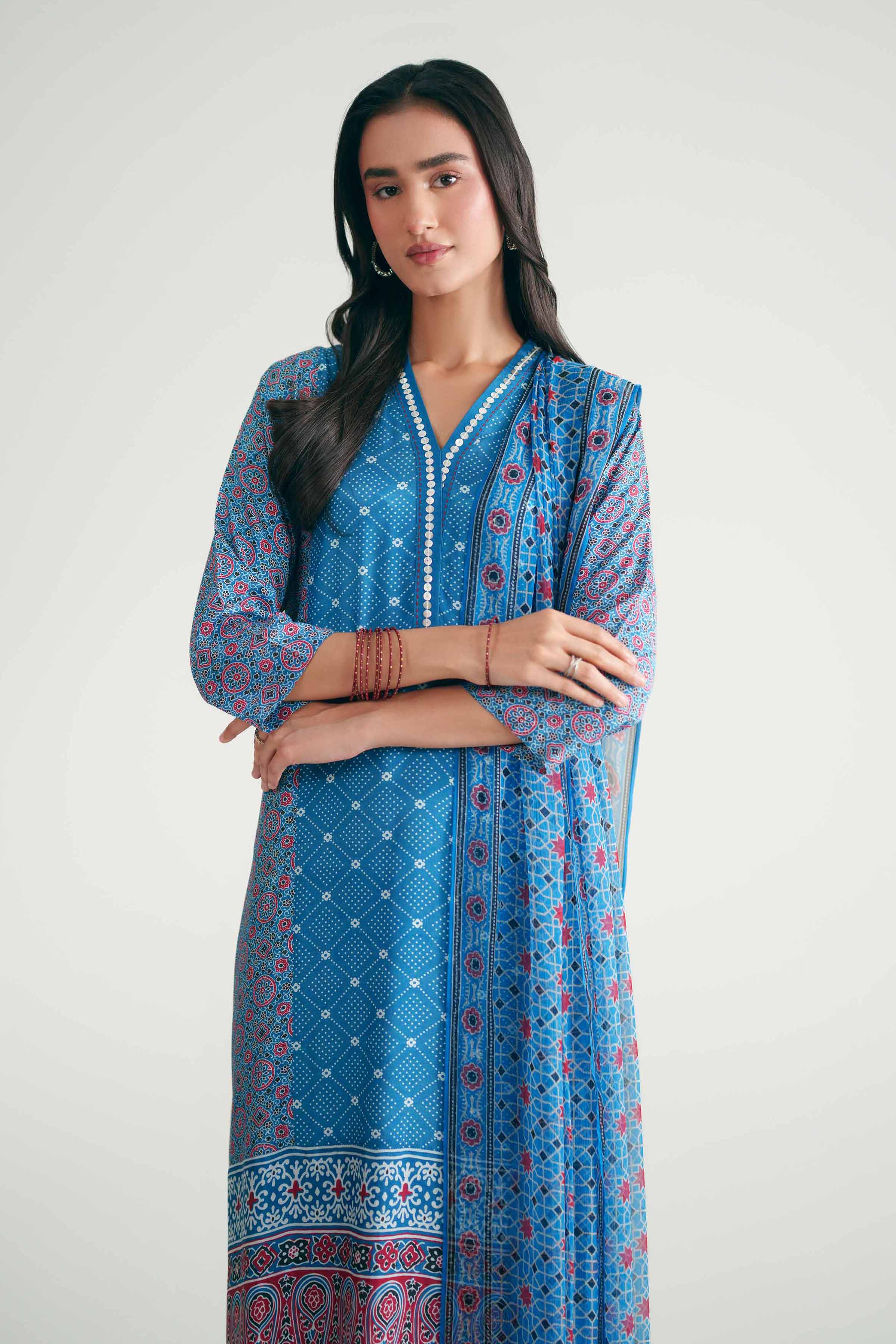 3 Piece - Printed Suit - KFE26-112 Blue Silk 3PC Printed Nishat Australia