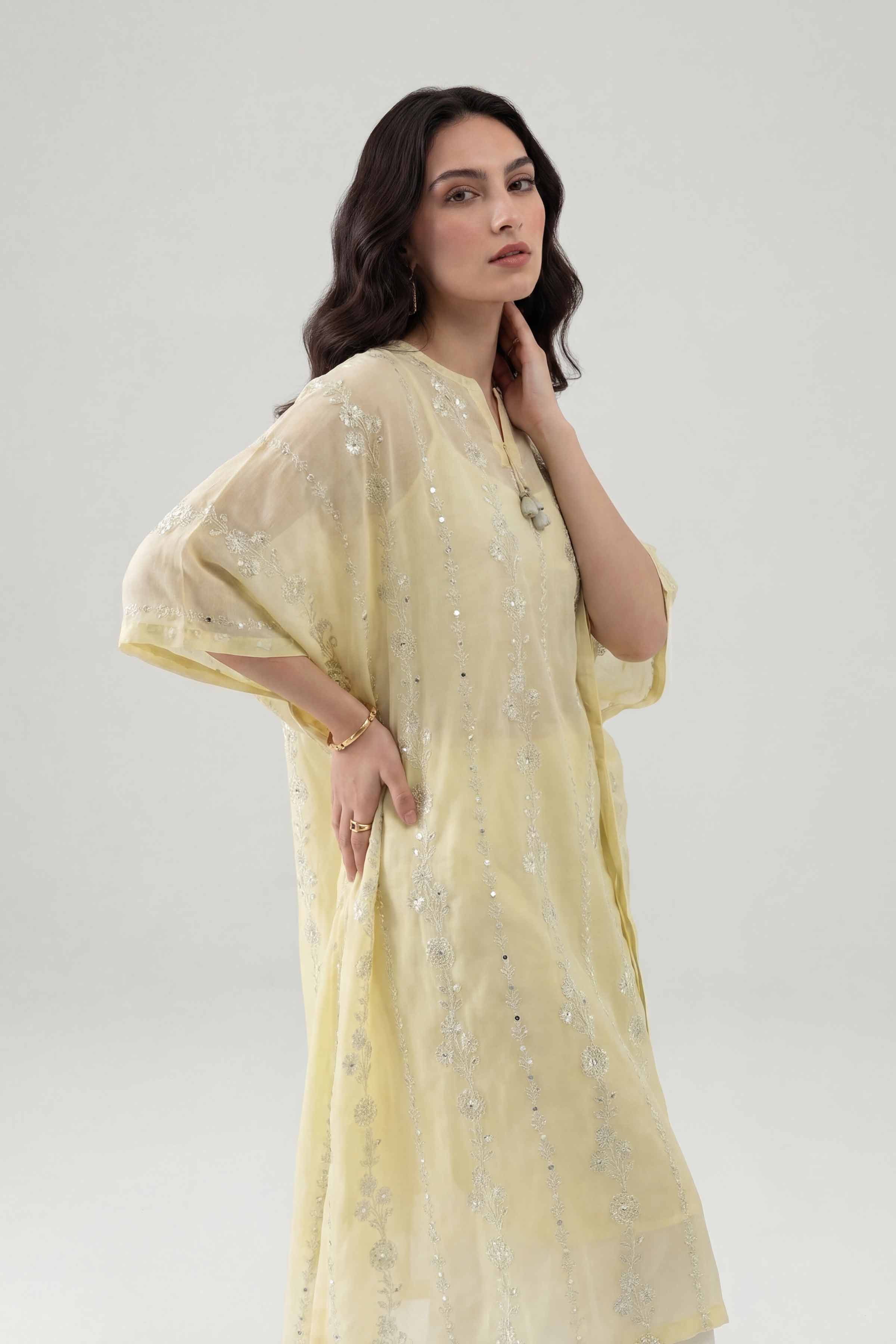 Embroidered Kaftan - KFE26-14 Yellow Lawn 1PC Embroidered Nishat Australia