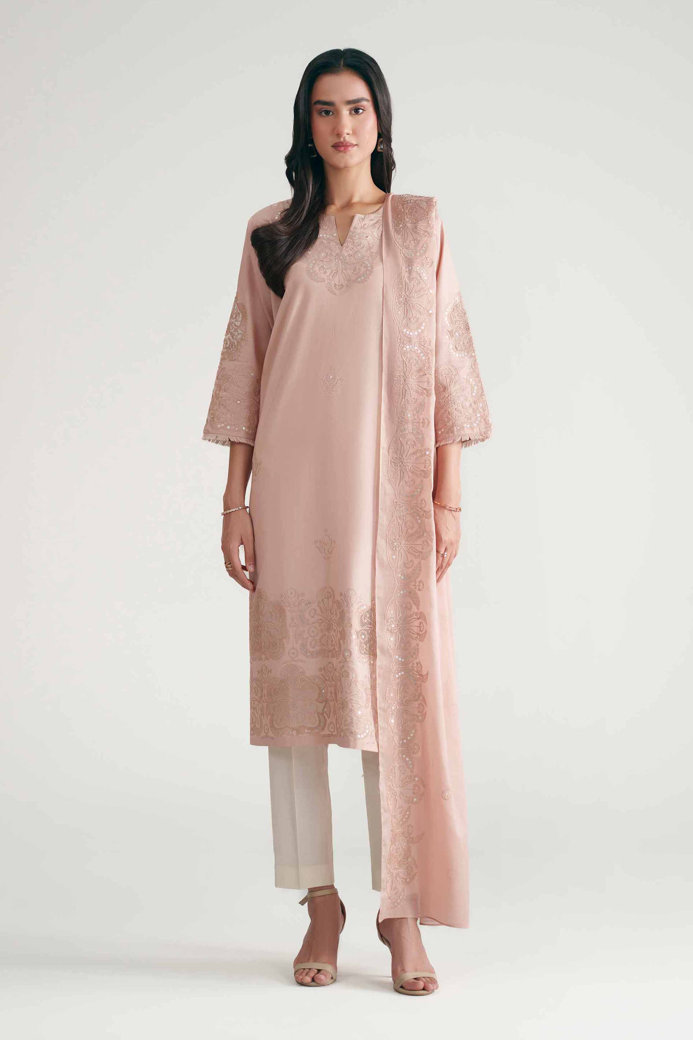 2 Piece - Embroidered Suit - KFE26-146 Pink Cambric 2PC Embroidered Nishat Australia