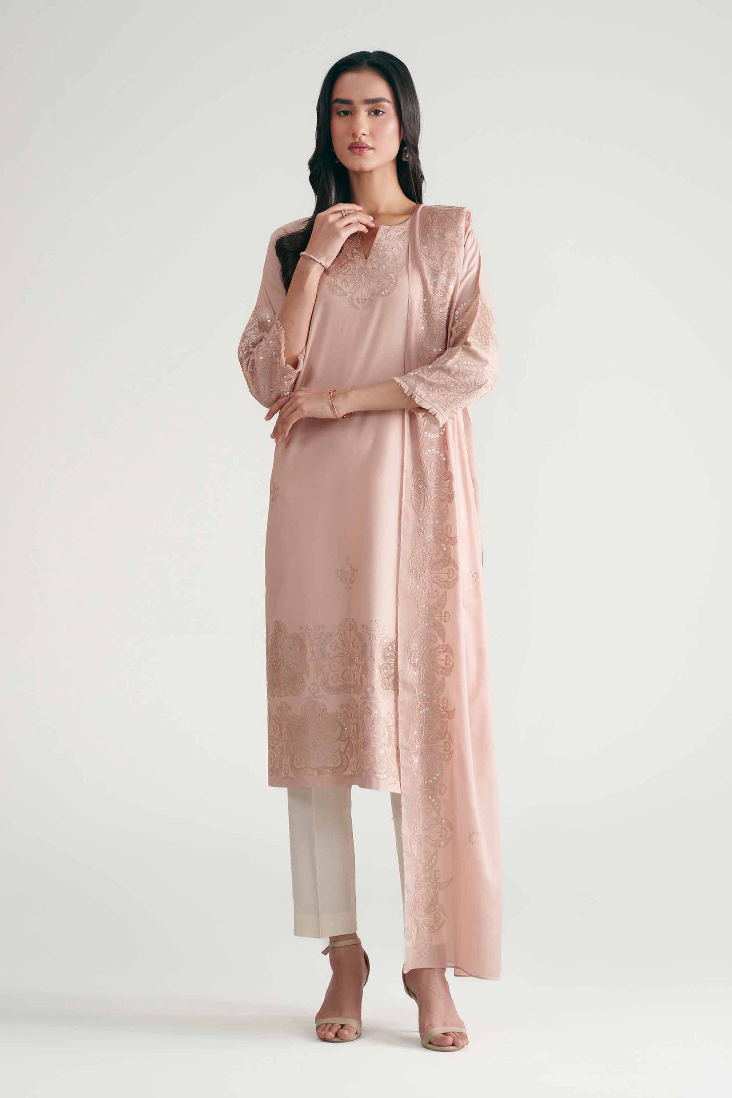 2 Piece - Embroidered Suit - KFE26-146 Pink Cambric 2PC Embroidered Nishat Australia