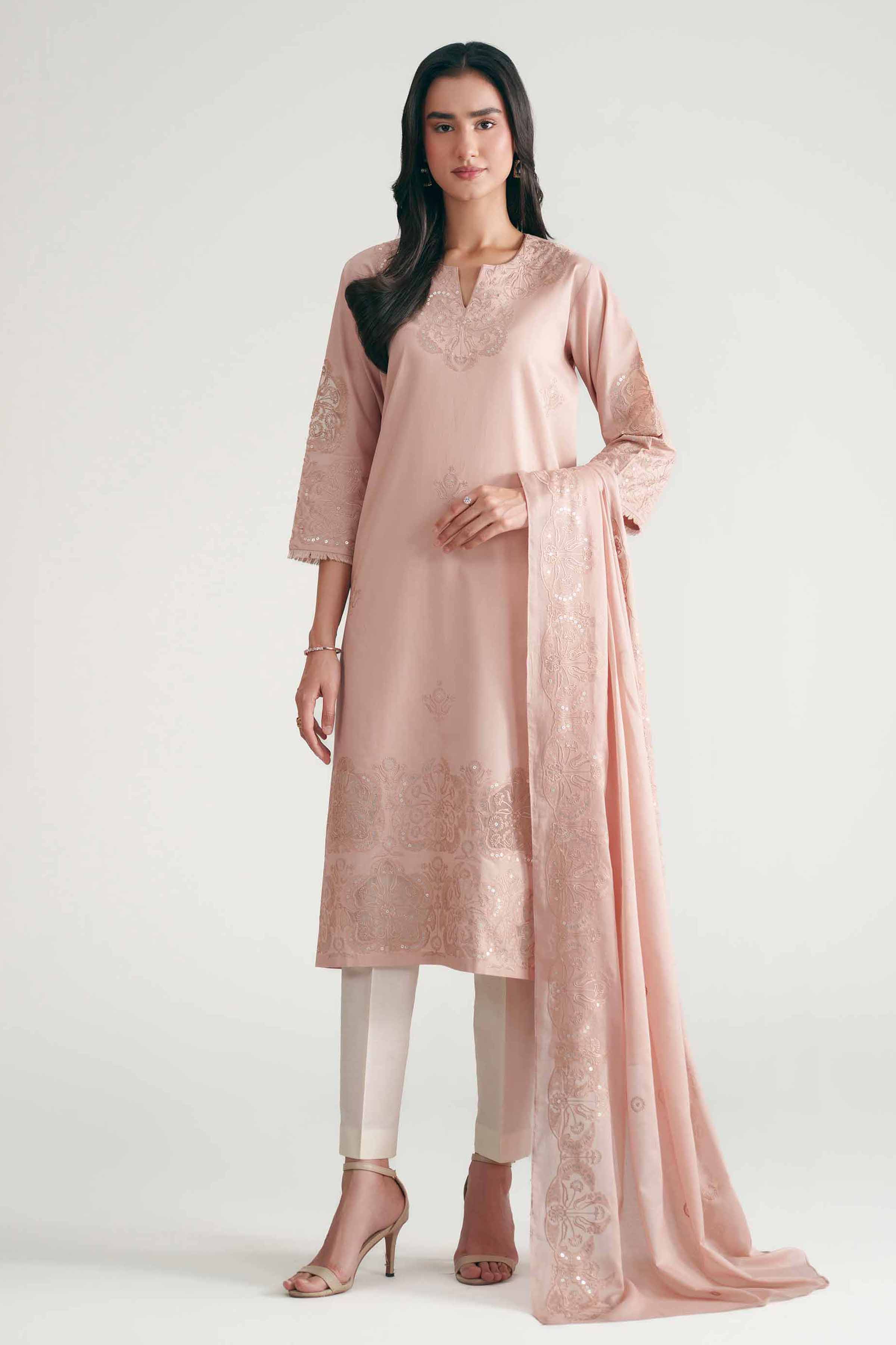 2 Piece - Embroidered Suit - KFE26-146 Pink Cambric 2PC Embroidered Nishat Australia