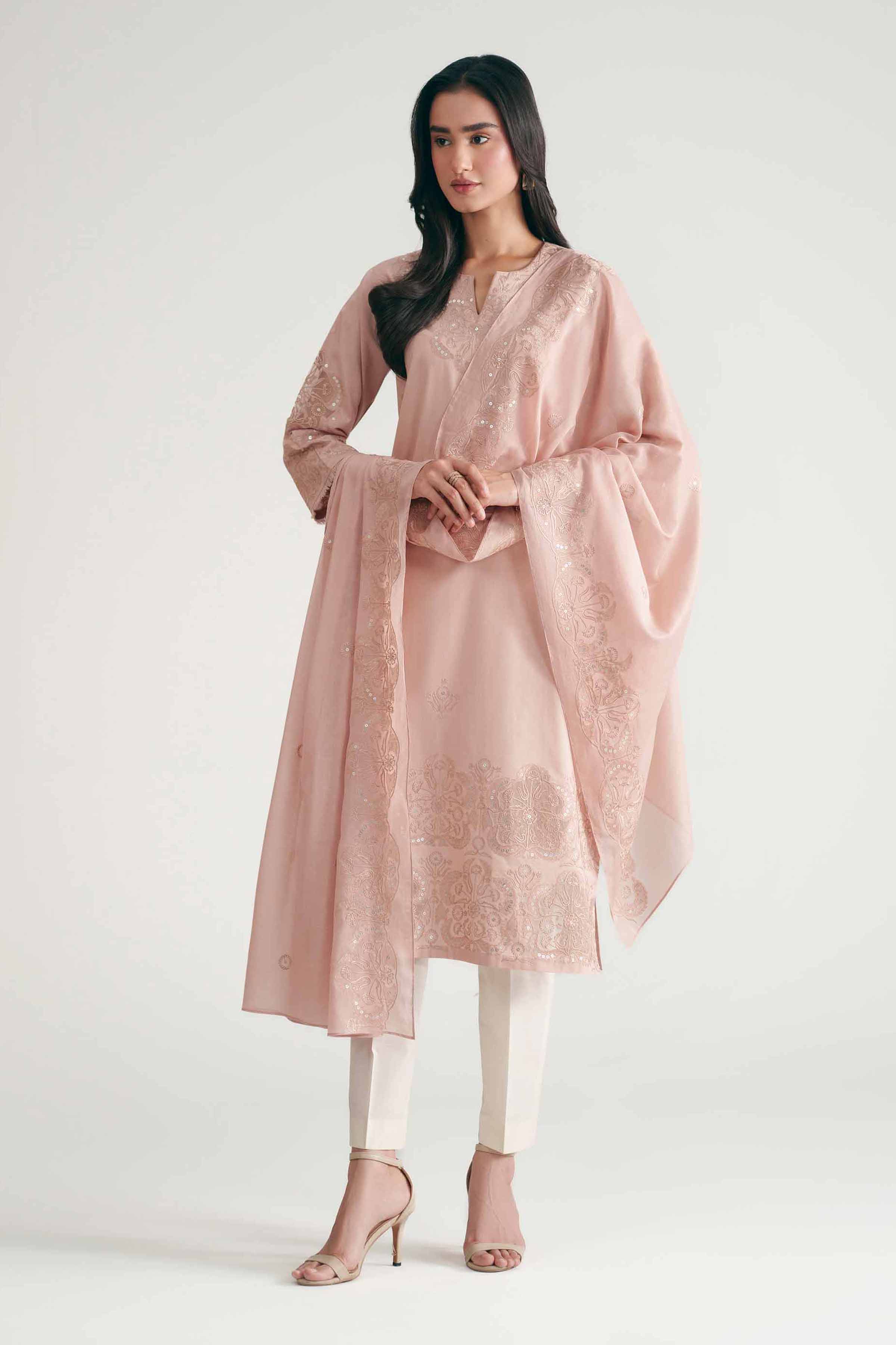 2 Piece - Embroidered Suit - KFE26-146 Pink Cambric 2PC Embroidered Nishat Australia