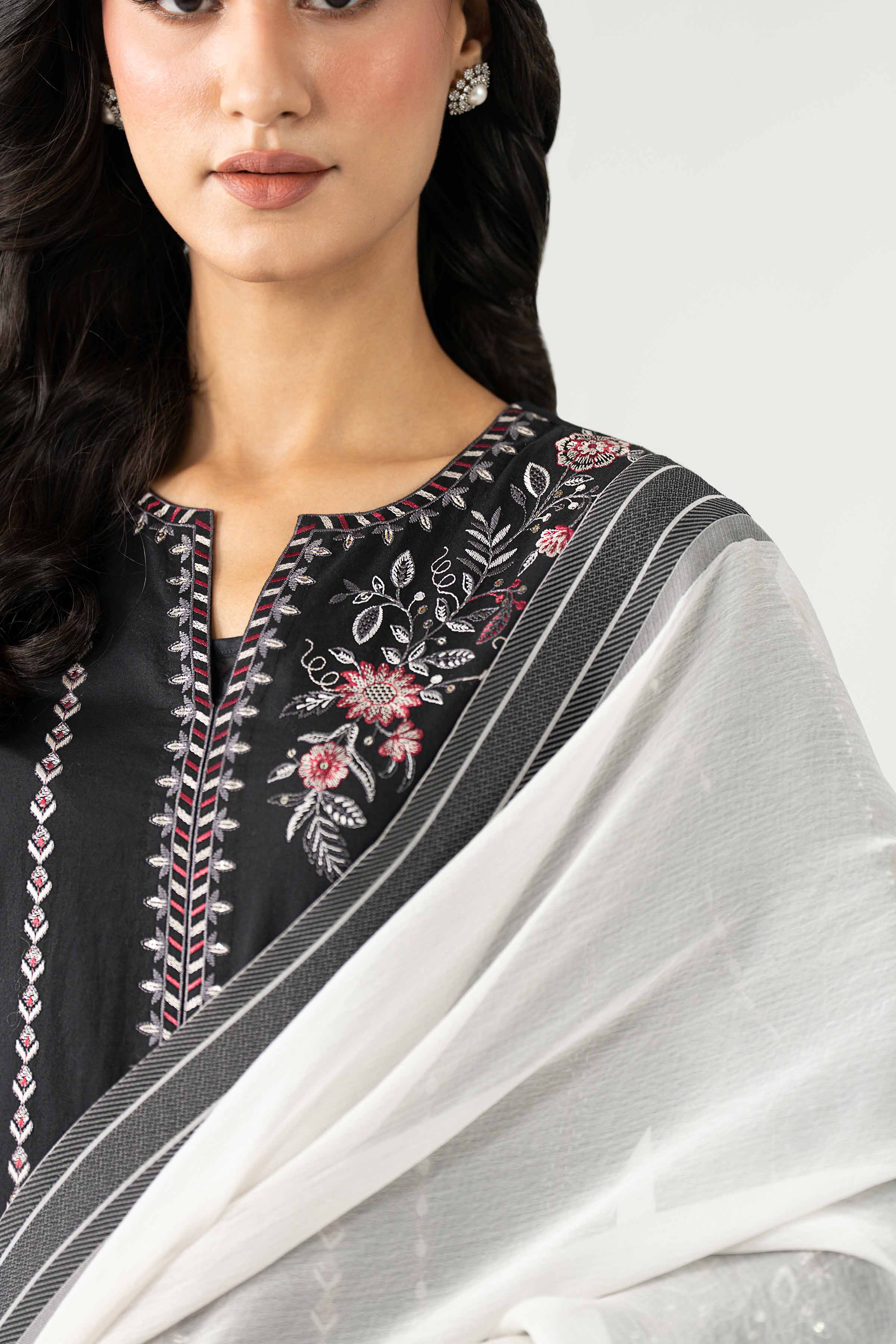 3 Piece - Embroidered Suit - KFE26-15 Black Cambric 3PC Embroidered Nishat Australia