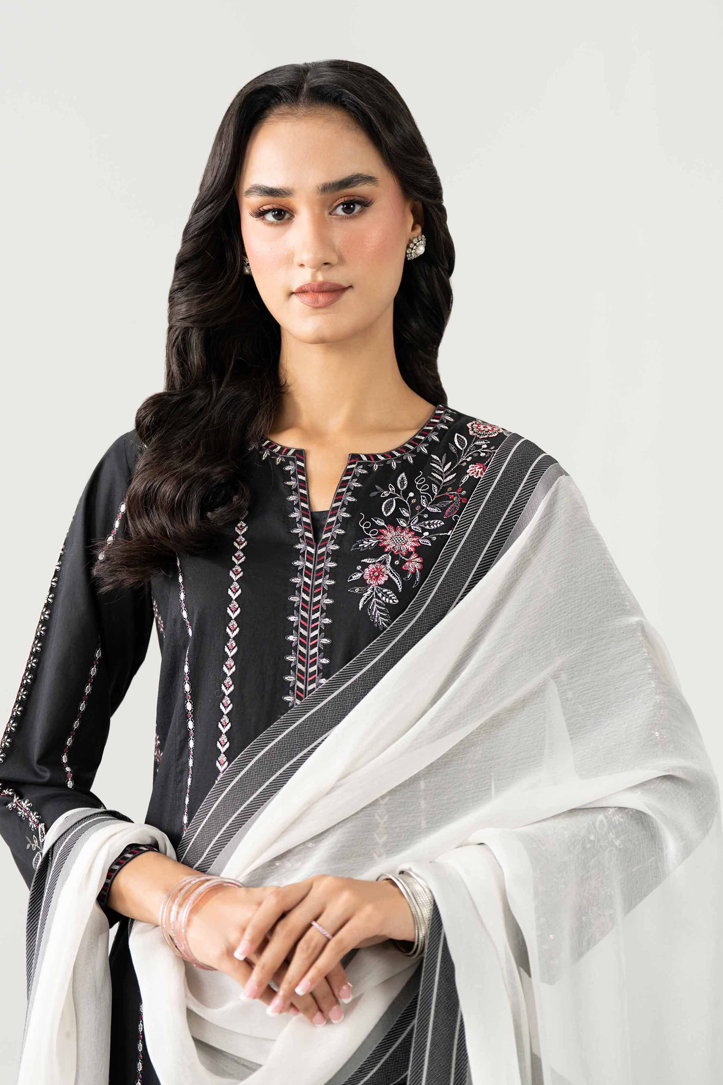3 Piece - Embroidered Suit - KFE26-15 Black Cambric 3PC Embroidered Nishat Australia