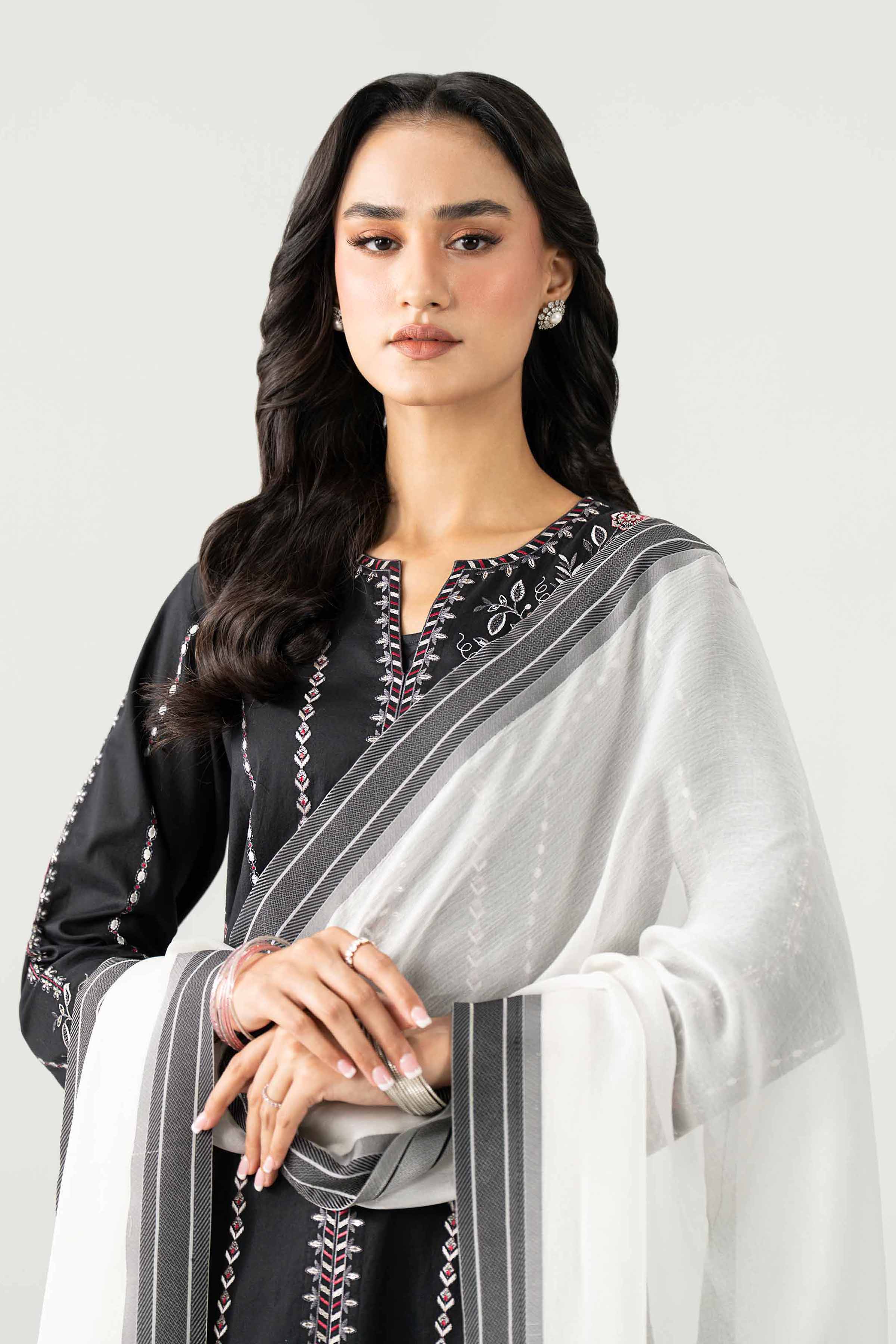 3 Piece - Embroidered Suit - KFE26-15 Black Cambric 3PC Embroidered Nishat Australia