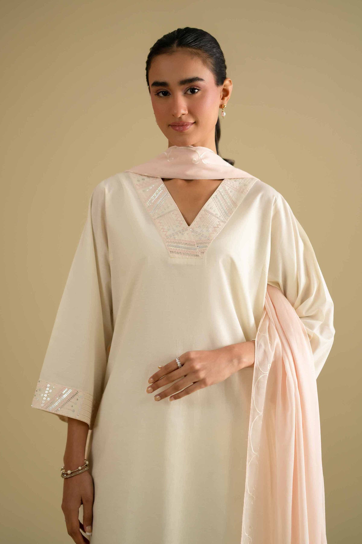 2 Piece - Embroidered Suit - KFE26-19Off White Cambric 2PC Embroidered Nishat Australia