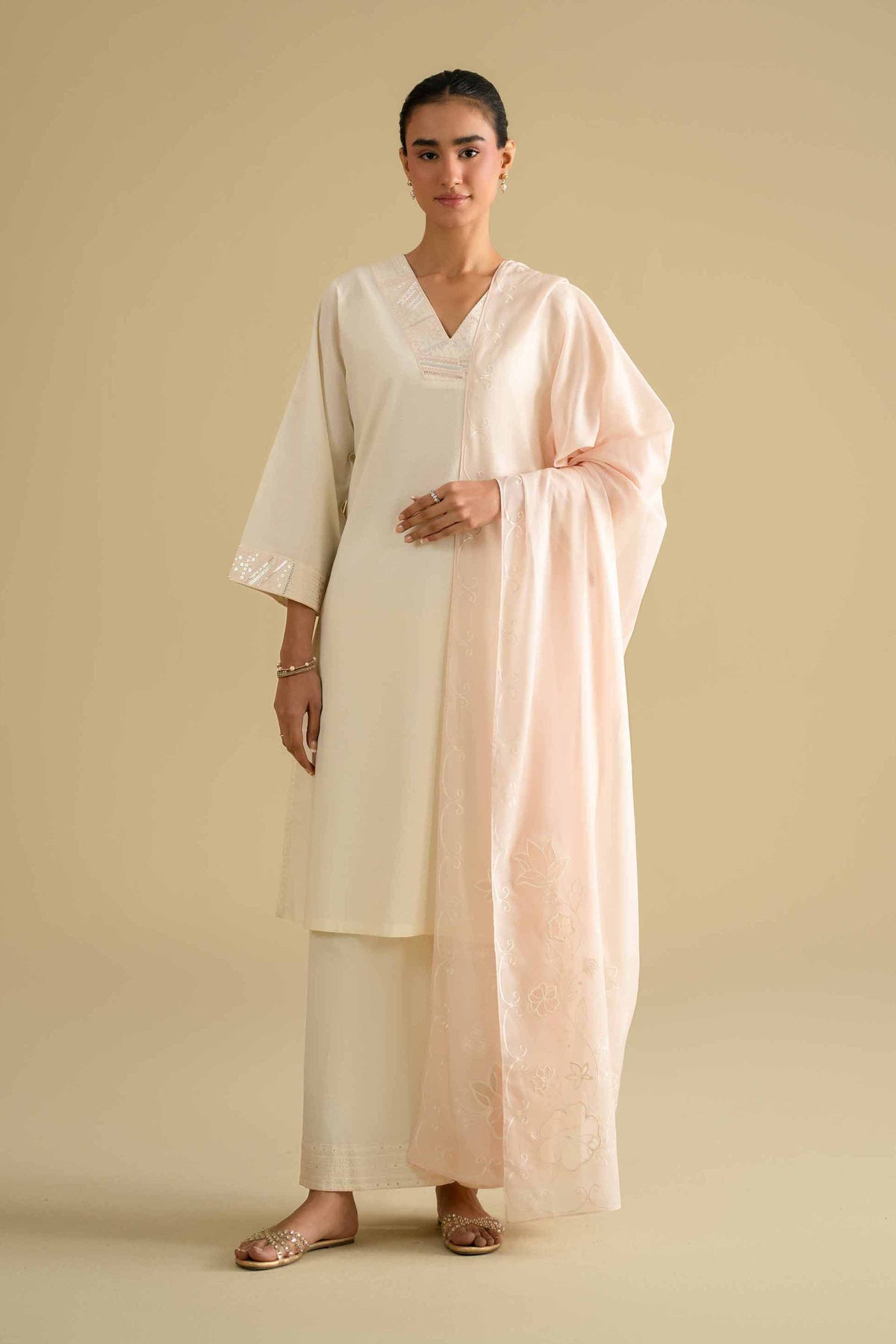 2 Piece - Embroidered Suit - KFE26-19Off White Cambric 2PC Embroidered Nishat Australia