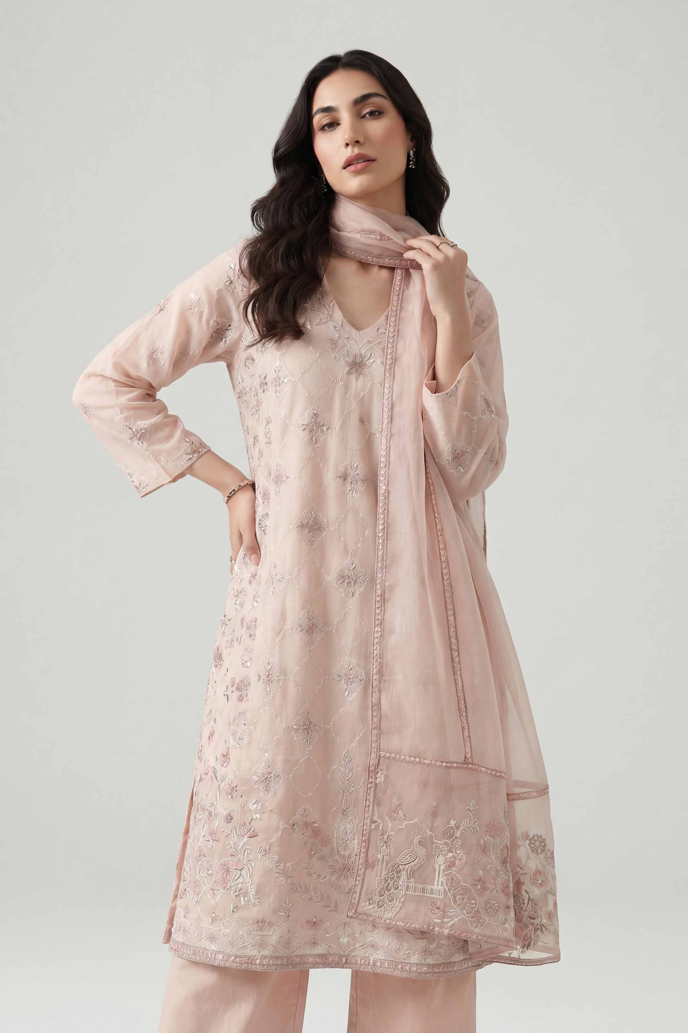 3 Piece - Embroidered Suit - KFE26-201 Pink Cambric 3PC Embroidered Nishat Australia