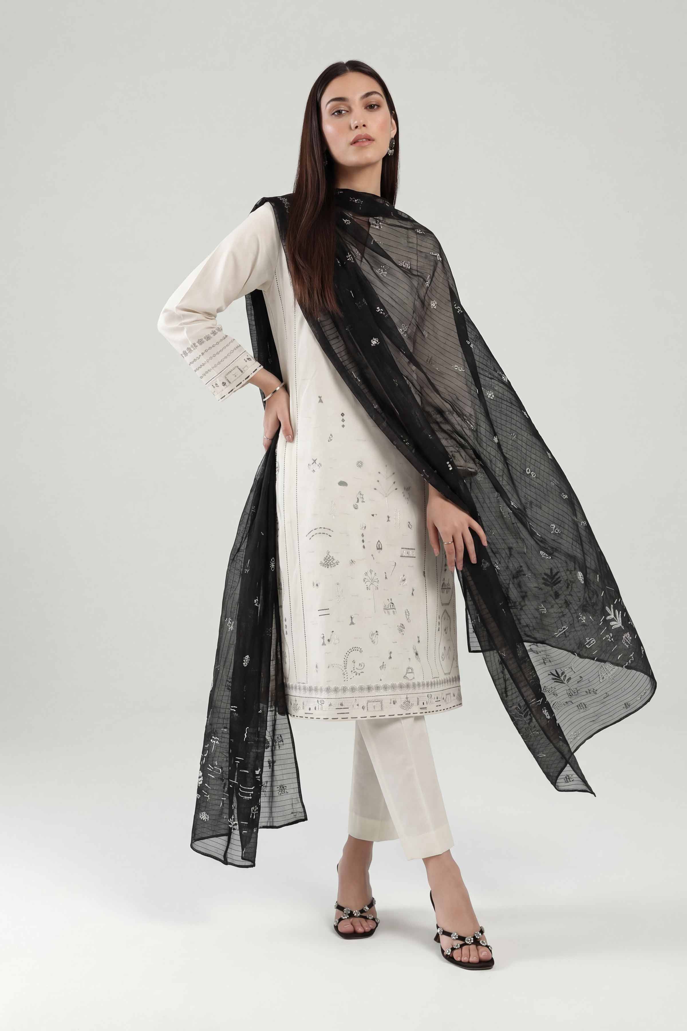3 Piece - Embroidered Suit - KFE26-213 Off White Cambric 3PC Embroidered Nishat Australia