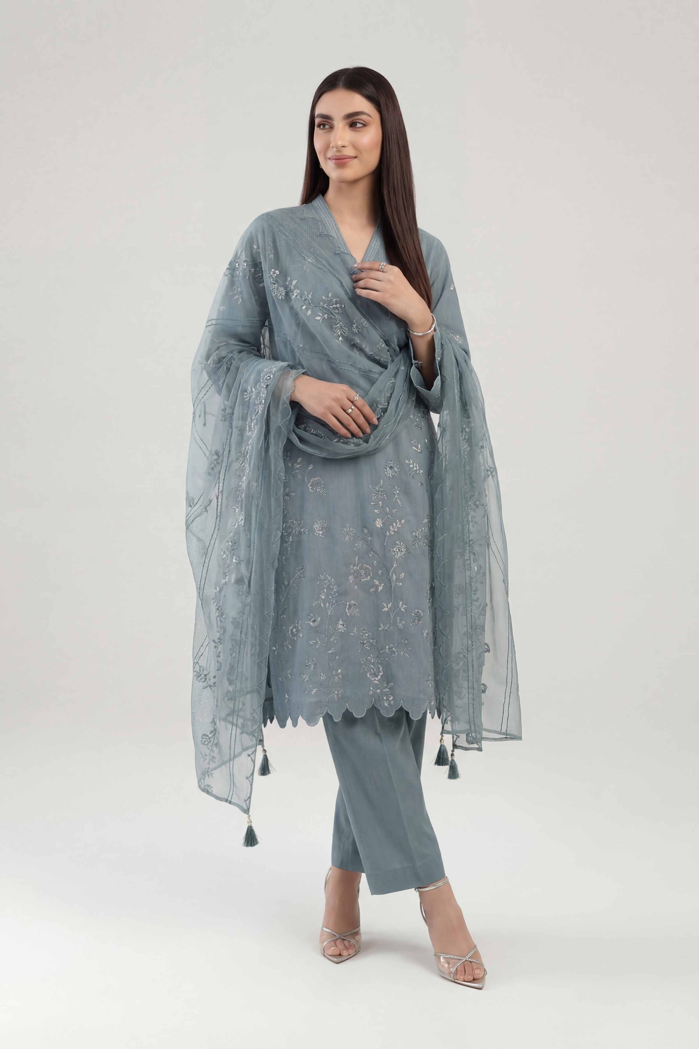 3 Piece - Embroidered Suit - KFE26-220 Blue Yarn Dyed 3PC Embroidered Nishat Australia