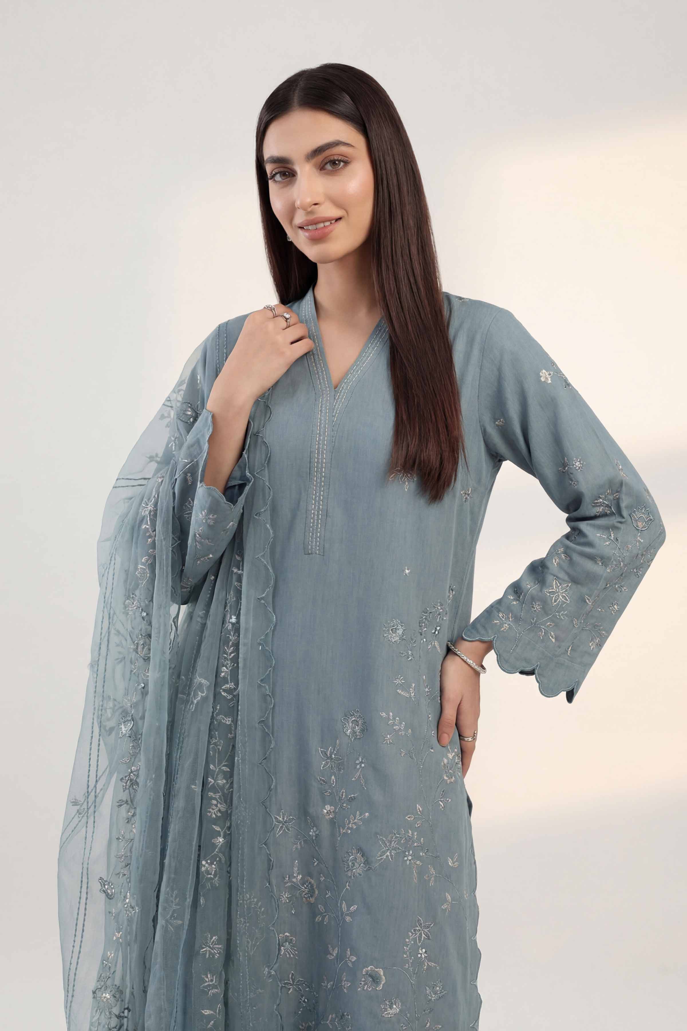 3 Piece - Embroidered Suit - KFE26-220 Blue Yarn Dyed 3PC Embroidered Nishat Australia