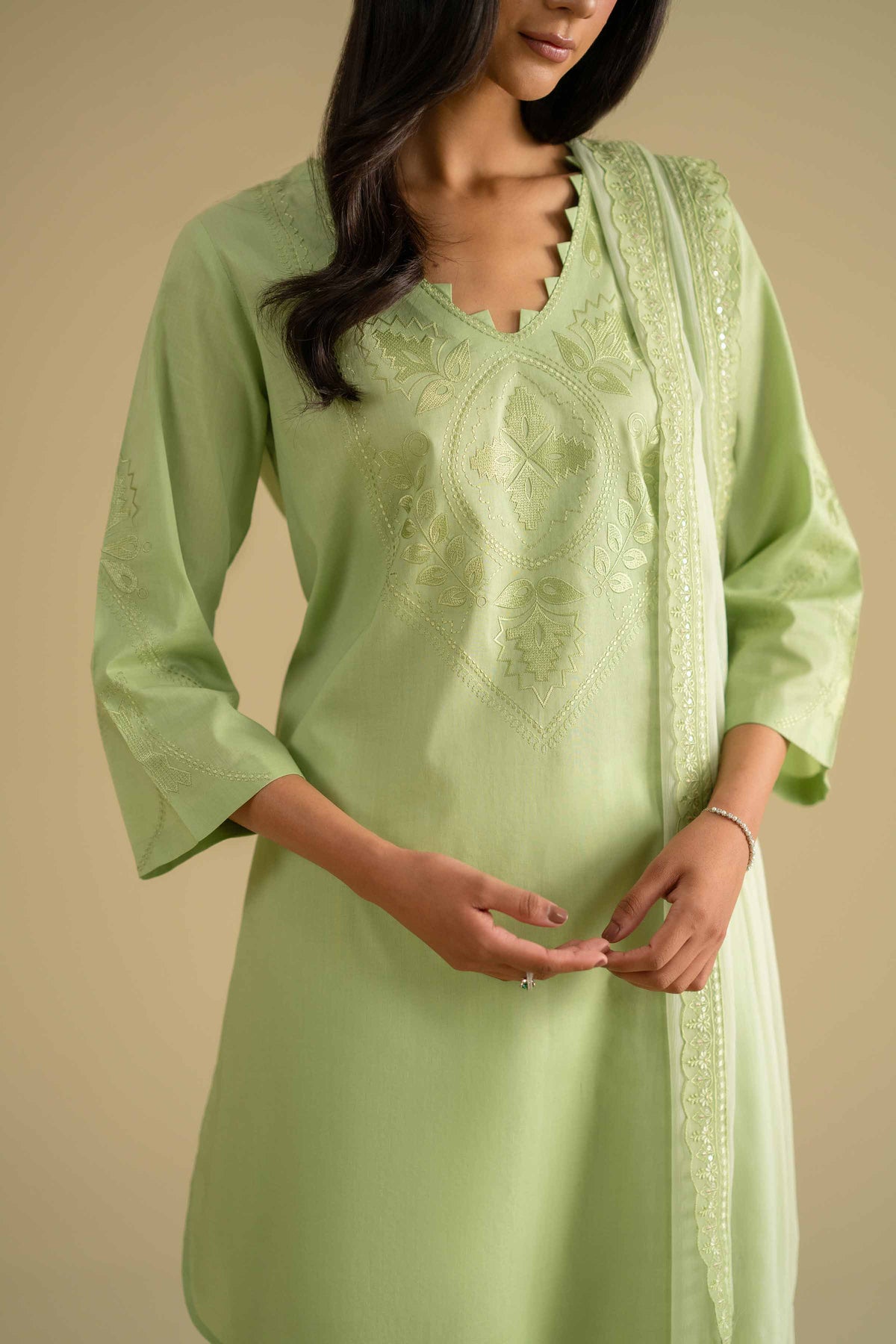 2 Piece - Embroidered Suit - KFE26-23Green Cambric 2PC Embroidered Nishat Australia