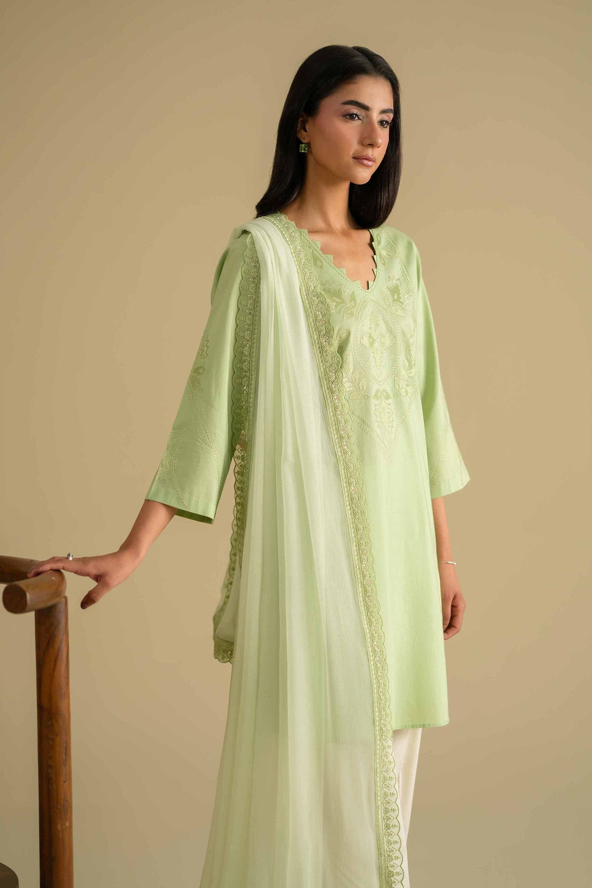 2 Piece - Embroidered Suit - KFE26-23Green Cambric 2PC Embroidered Nishat Australia