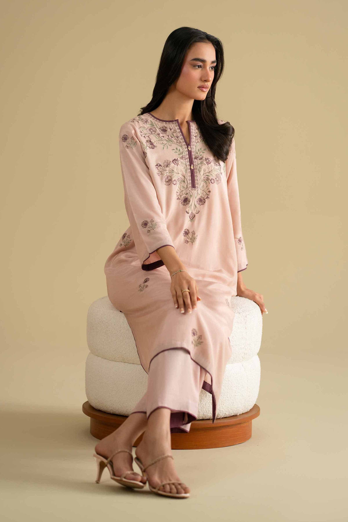 2 Piece - Embroidered Suit - KFE26-32Pink Silk 2PC Embroidered Nishat Australia