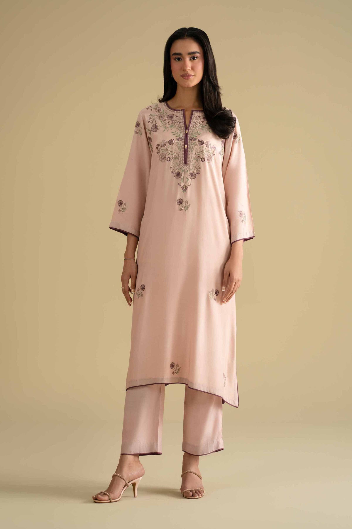 2 Piece - Embroidered Suit - KFE26-32Pink Silk 2PC Embroidered Nishat Australia