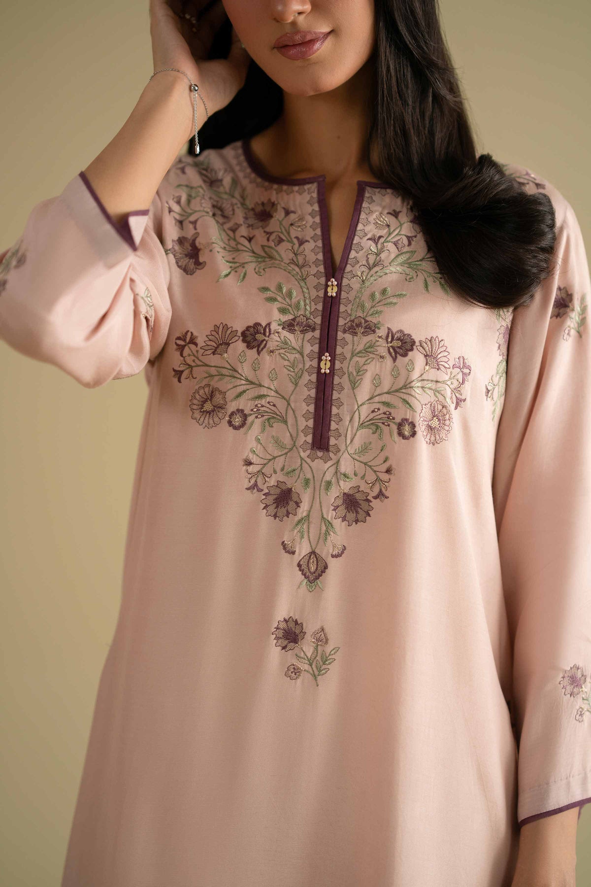 2 Piece - Embroidered Suit - KFE26-32Pink Silk 2PC Embroidered Nishat Australia