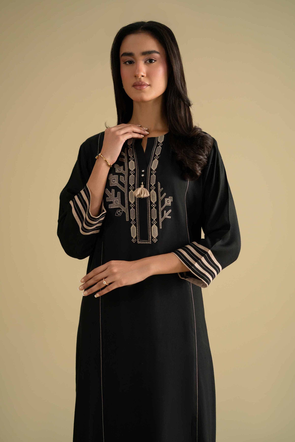 2 Piece - Embroidered Suit - KFE26-37Black Silk 2PC Embroidered Nishat Australia