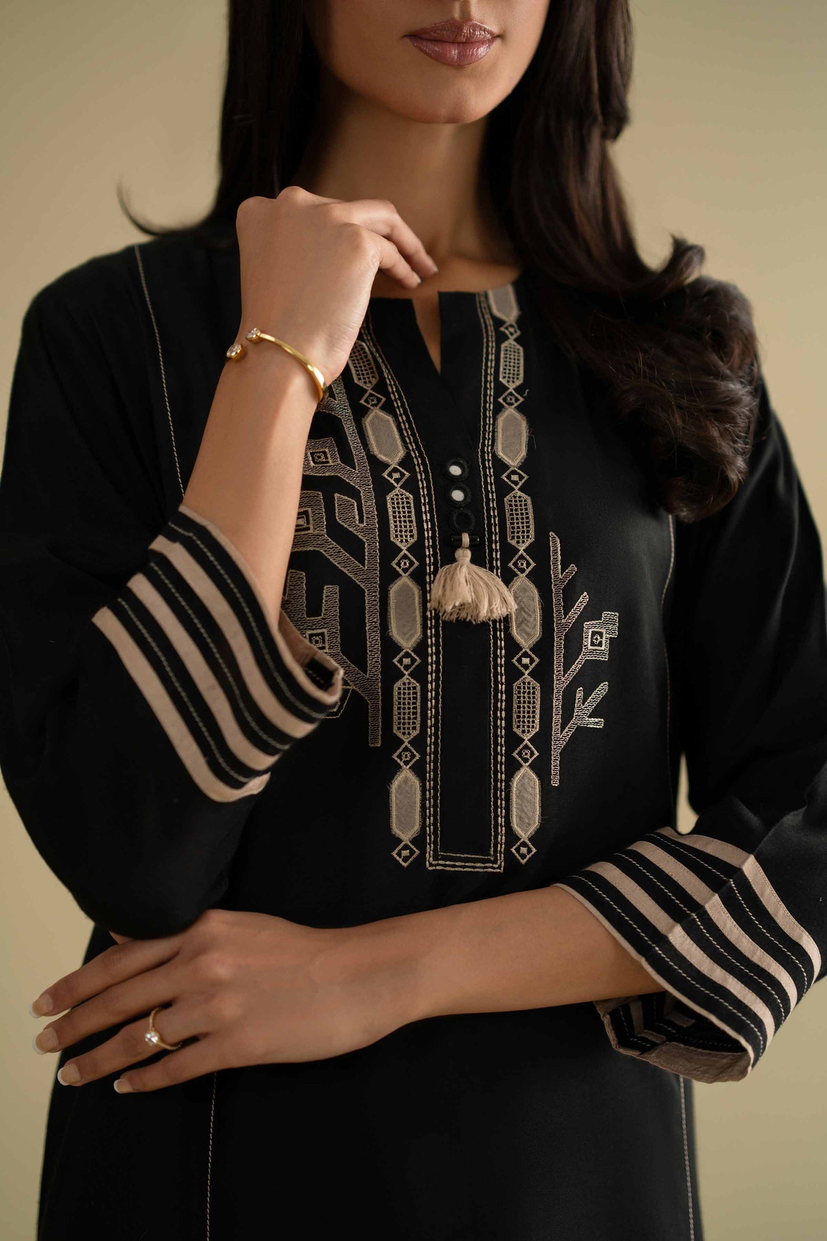 2 Piece - Embroidered Suit - KFE26-37Black Silk 2PC Embroidered Nishat Australia