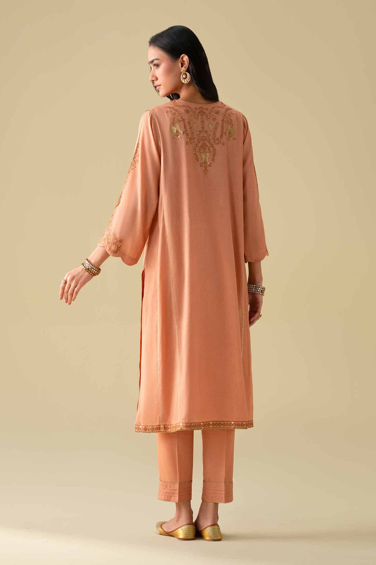 2 Piece - Embroidered Suit - KFE26-40Orange Yarn Dyed 2PC Embroidered Nishat Australia