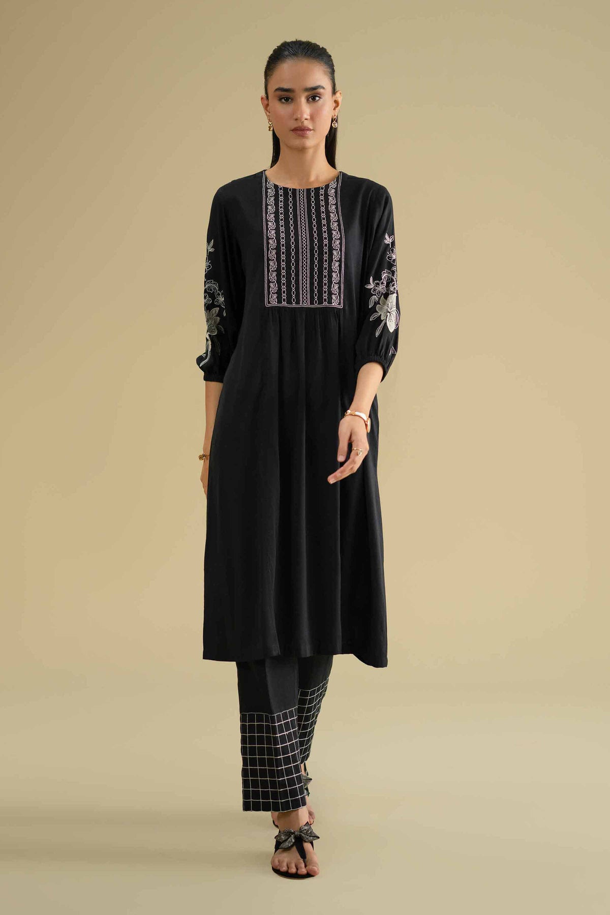 2 Piece - Embroidered Suit - KFE26-41Black Yarn Dyed 2PC Embroidered Nishat Australia