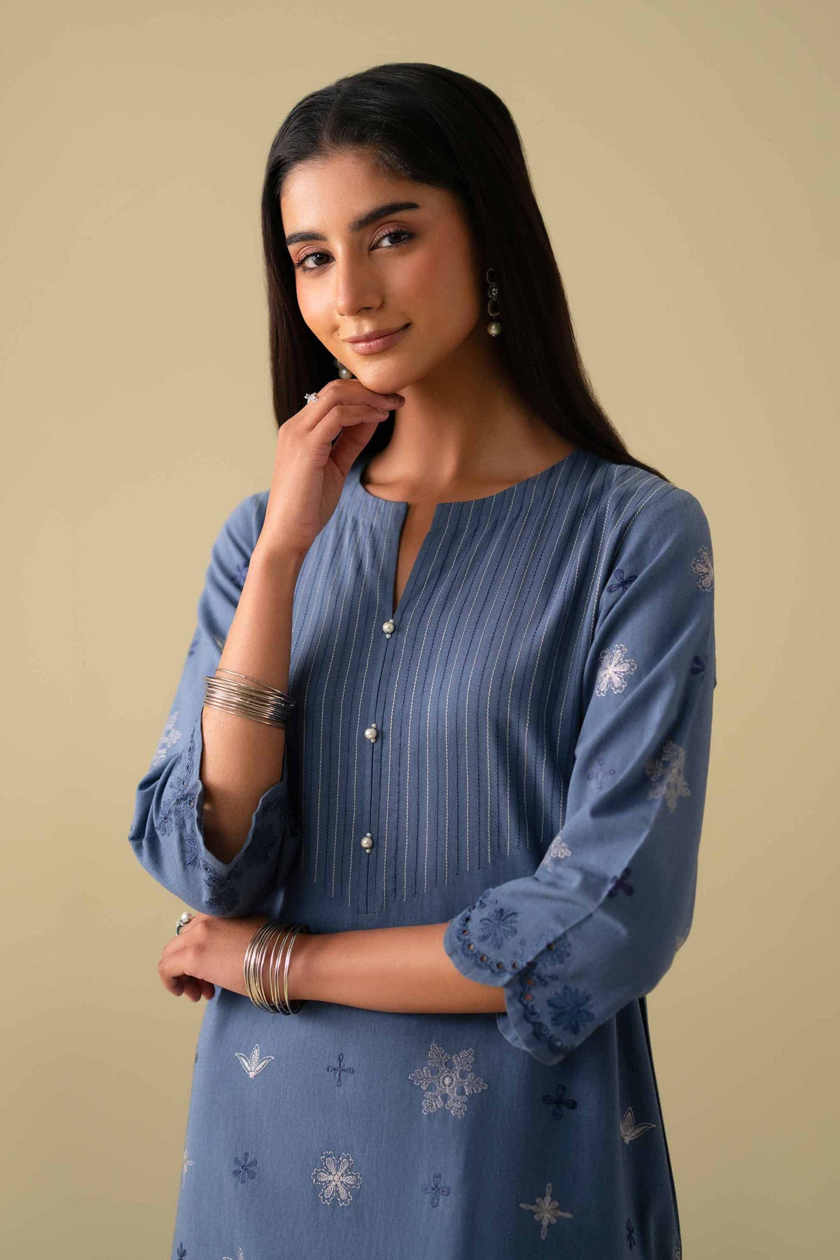 2 Piece - Embroidered Suit - KFE26-42Blue Yarn Dyed 2PC Embroidered Nishat Australia
