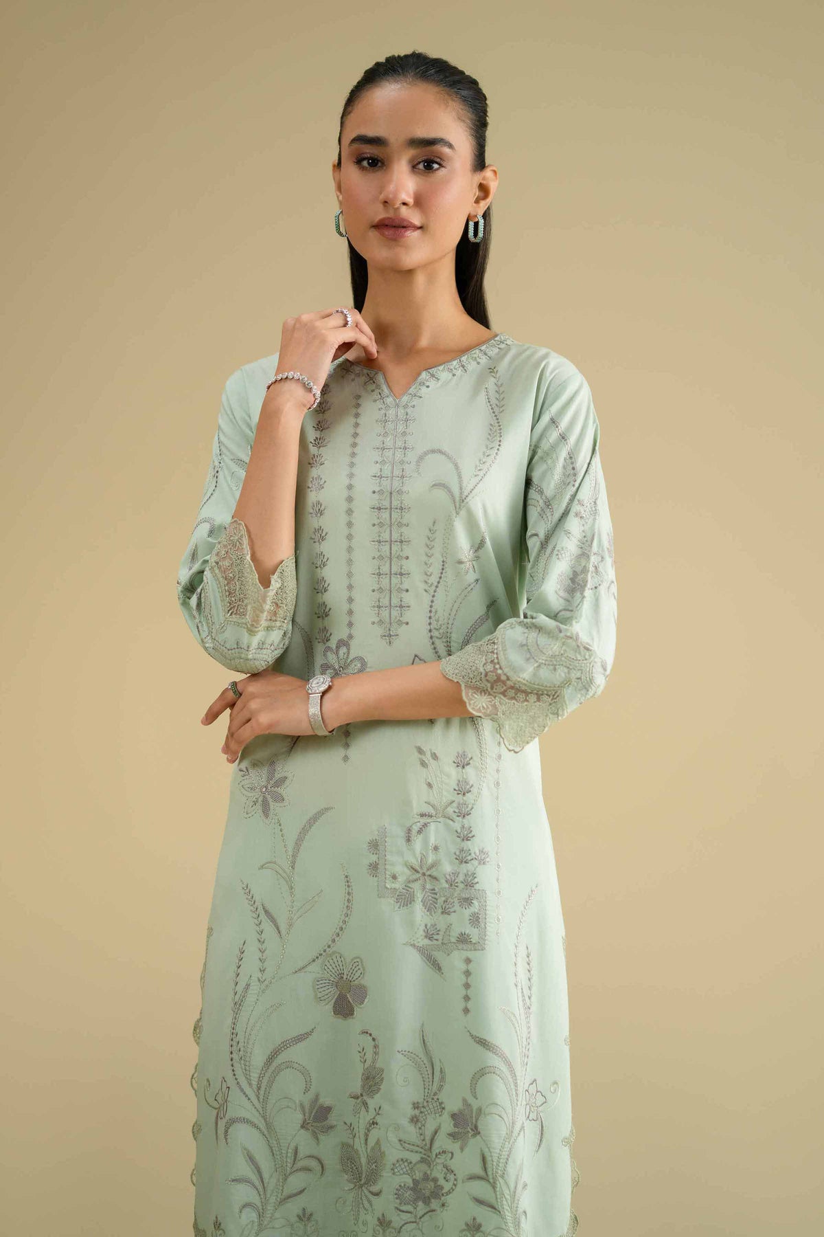2 Piece - Embroidered Suit - KFE26-47Green Cambric 2PC Embroidered Nishat Australia