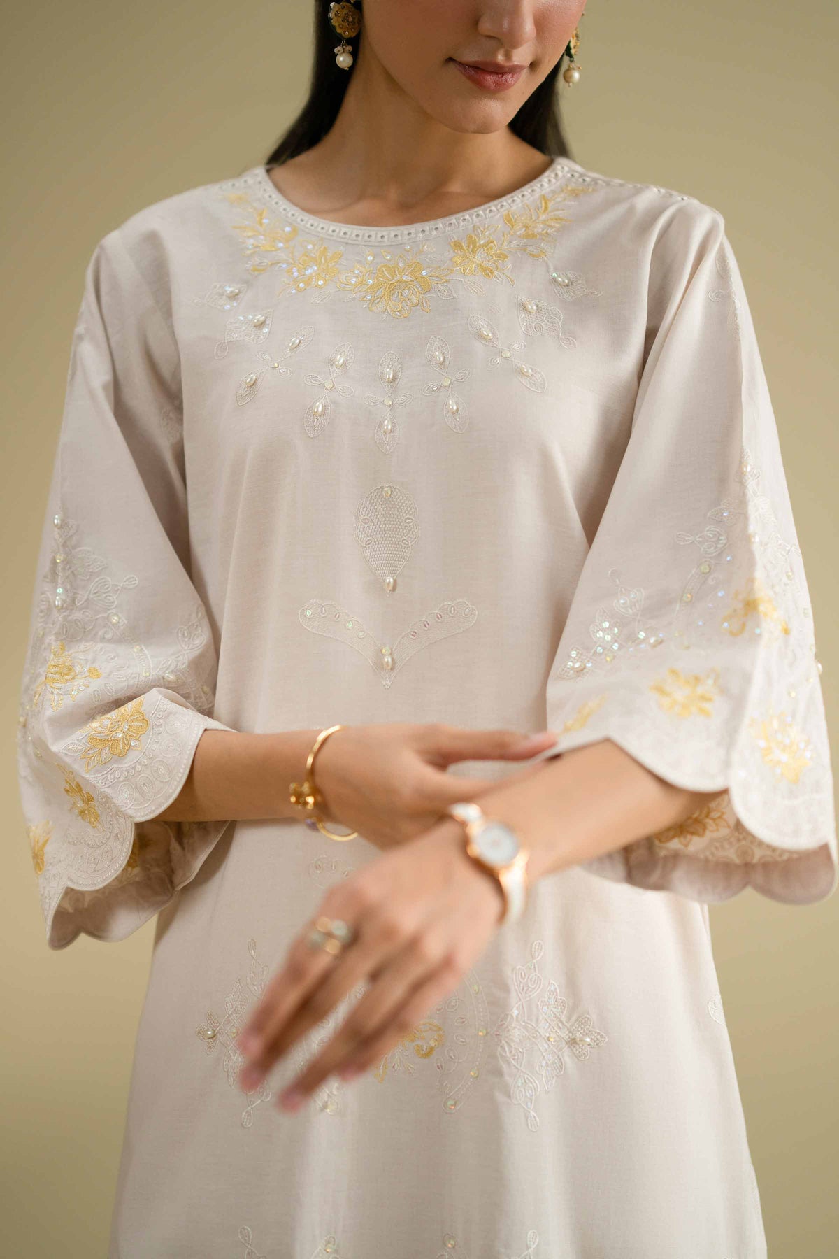 2 Piece - Embroidered Suit - KFE26-50Grey Cambric 2PC Embroidered Nishat Australia