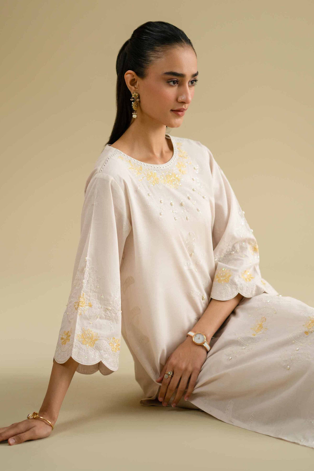 2 Piece - Embroidered Suit - KFE26-50Grey Cambric 2PC Embroidered Nishat Australia