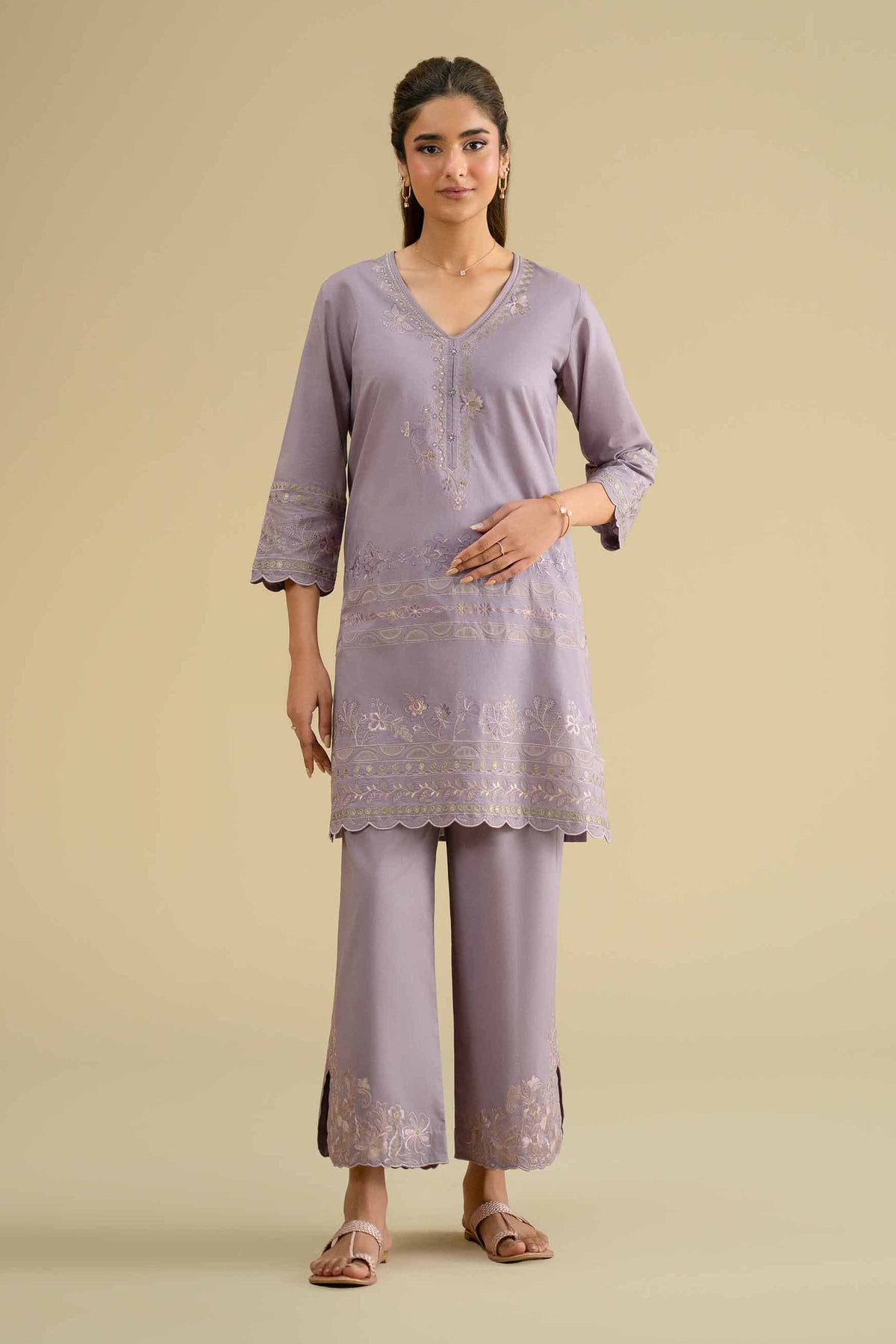 2 Piece - Embroidered Suit - KFE26-52Purple Cambric 2PC Embroidered Nishat Australia