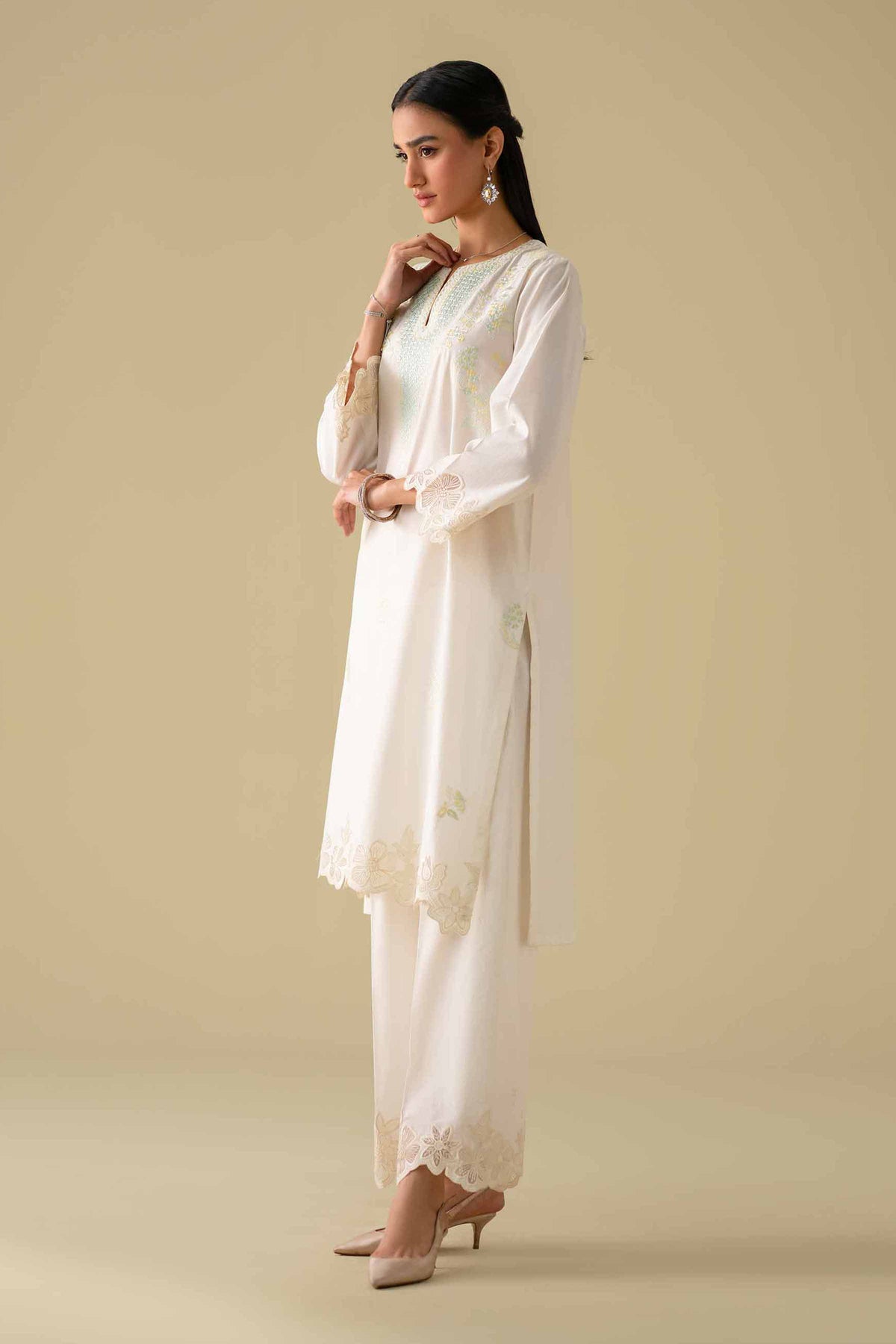 2 Piece - Embroidered Suit - KFE26-56White Cambric 2PC Embroidered Nishat Australia