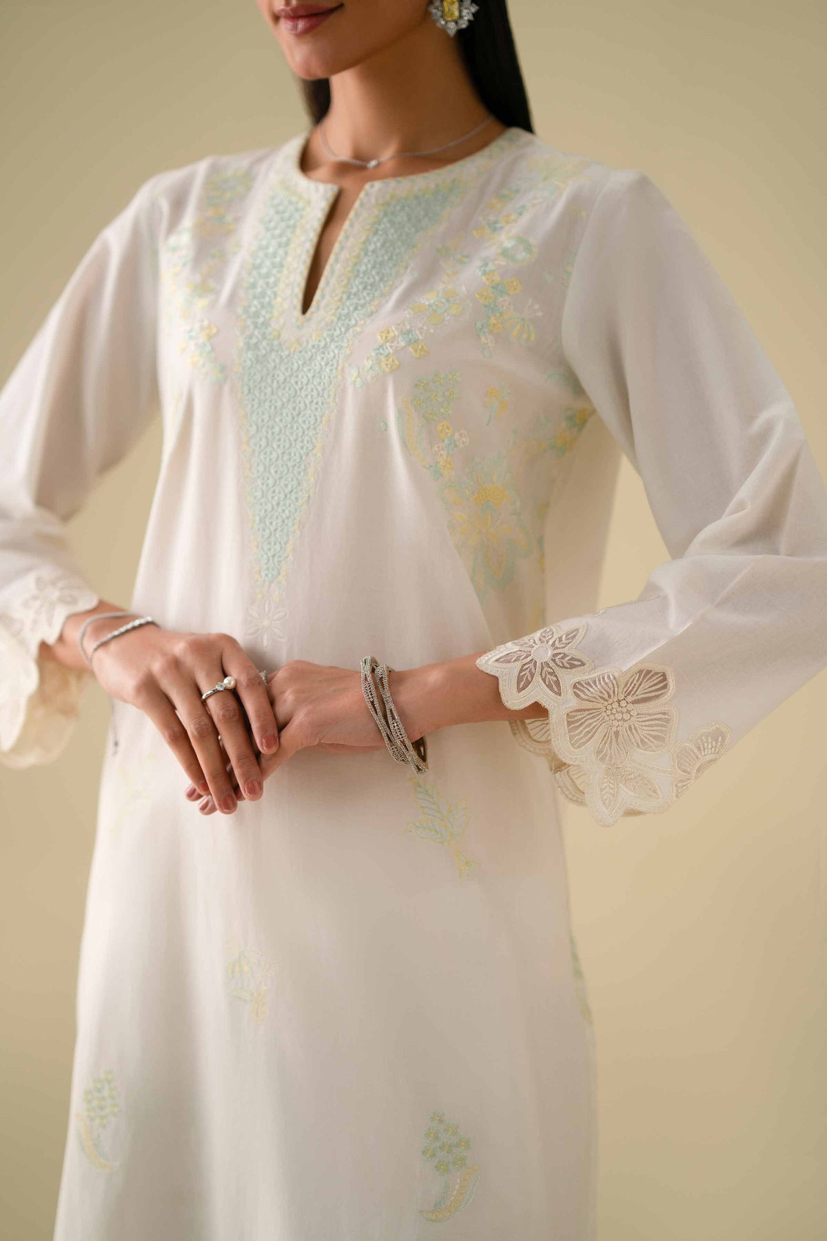 2 Piece - Embroidered Suit - KFE26-56White Cambric 2PC Embroidered Nishat Australia