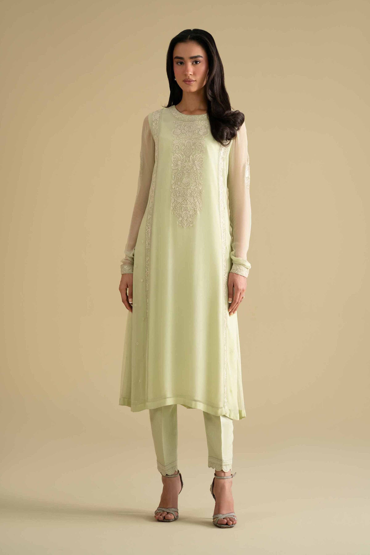 2 Piece - Embroidered Suit - KFE26-60Green Chiffon 2PC Embroidered Nishat Australia