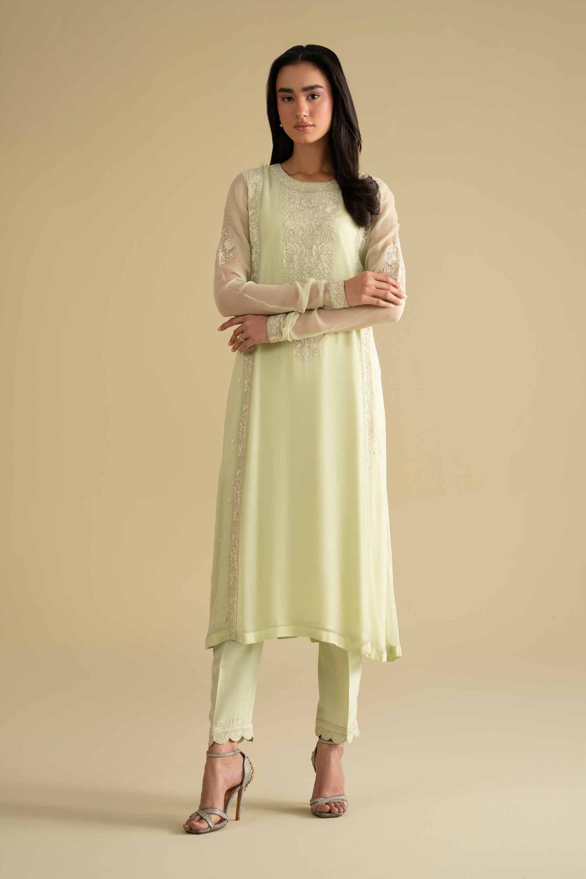 2 Piece - Embroidered Suit - KFE26-60Green Chiffon 2PC Embroidered Nishat Australia
