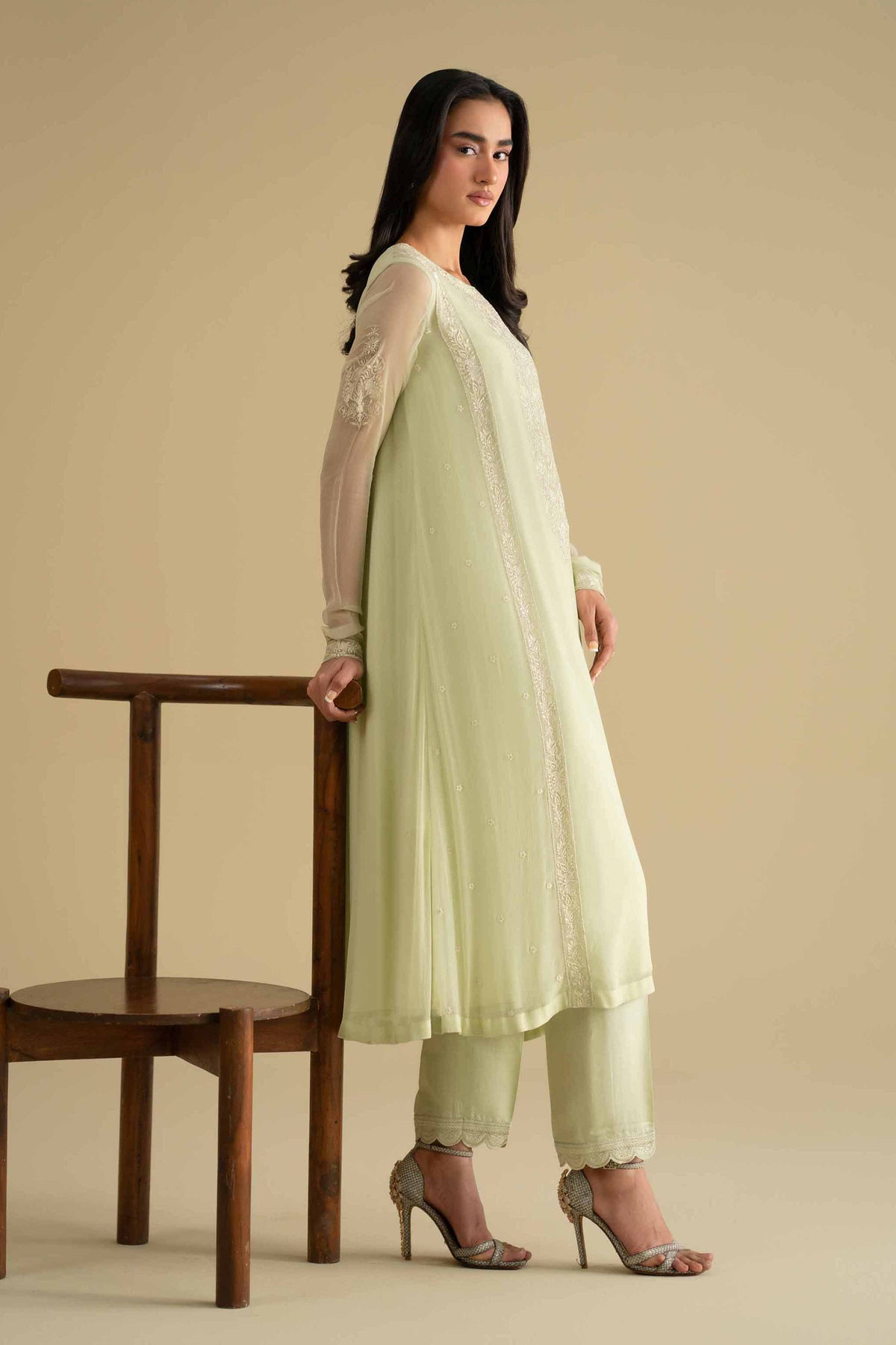 2 Piece - Embroidered Suit - KFE26-60Green Chiffon 2PC Embroidered Nishat Australia